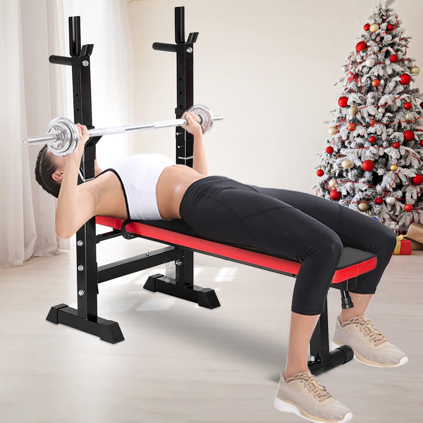 DondPO Foldable Weight Bench - Adjustable Dumbbell Bench Press & Squat Rack for Home Gym, Strength Training & Full Body Workouts | Perfect for Small Spaces & Apartment Fitness