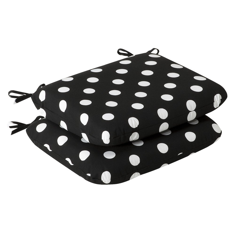 Polka Dot Black Round Corner Seat Cushions 18.5