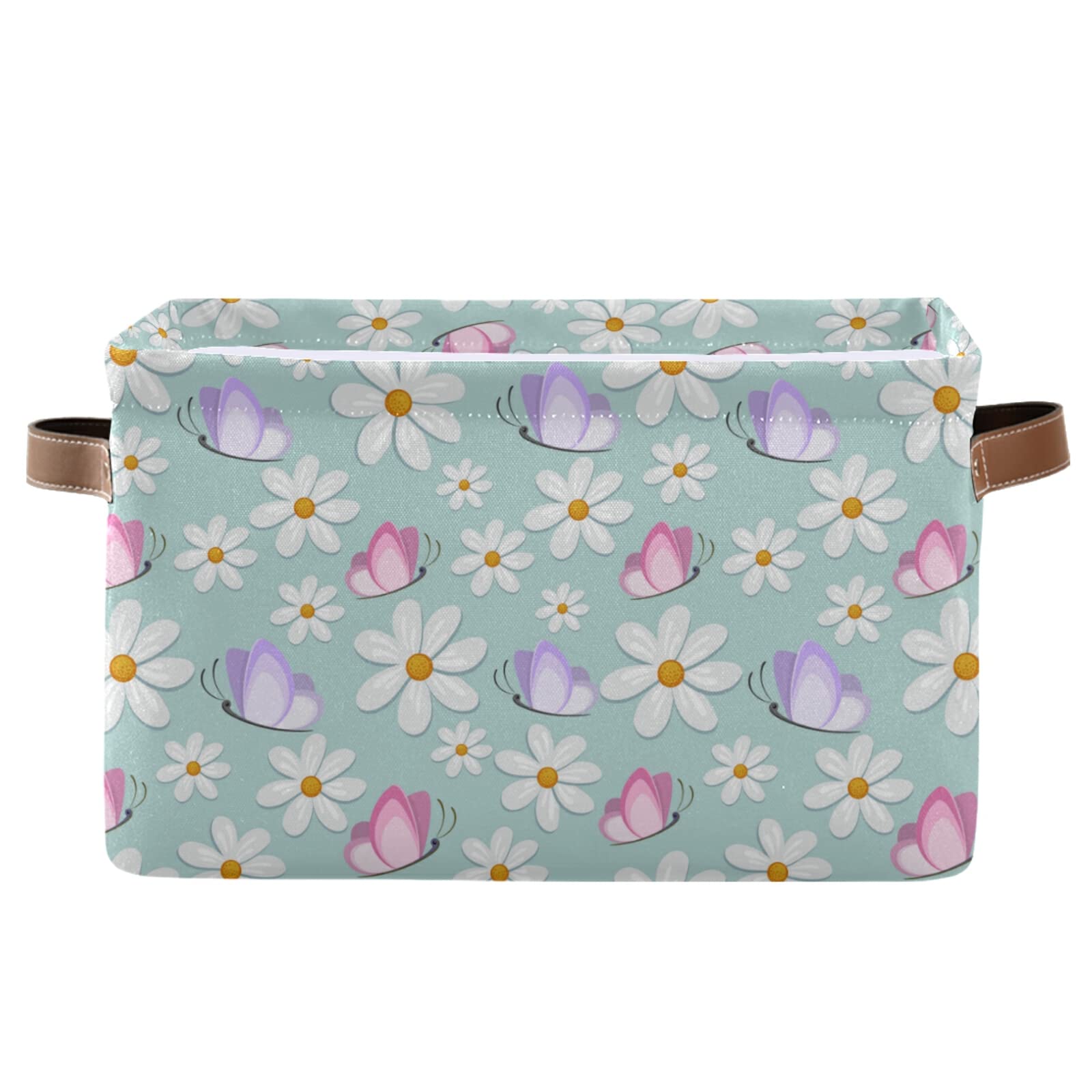 Butterfly Floral Foldable Storage Bin - Collapsible Fabric Storage Basket with Handles for Organizing Toys, Nursery, Closet, Bedroom & Office - Perfect for Home Organization & Space Saving (1PC)