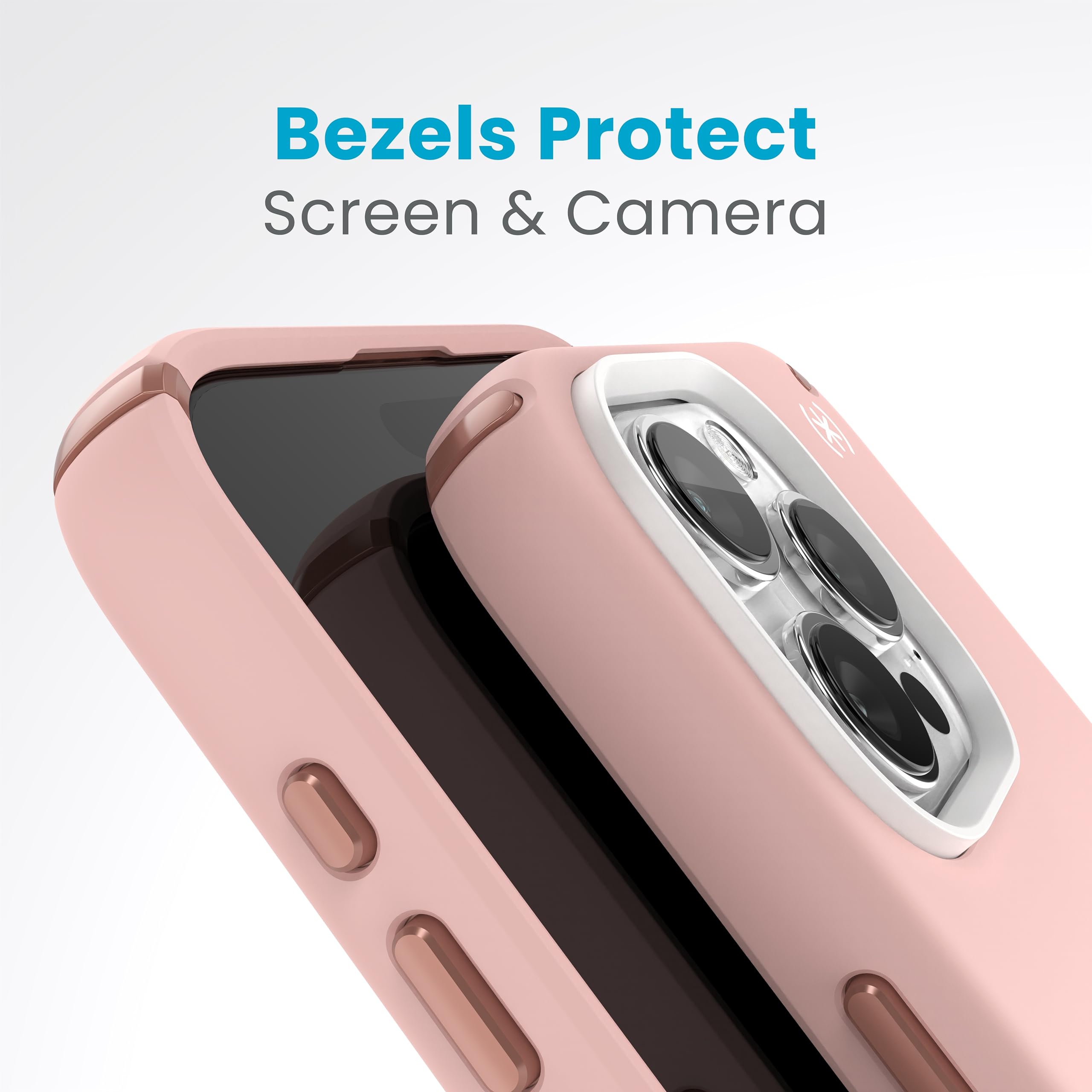 Speck iPhone 15 Pro Max Case with Military-Grade Drop Protection | Scratch-Resistant Soft Touch Cover | 6.7 Inch Shockproof Phone Case | Presidio2 Pro in Dahlia Pink, Rose Copper & White | Perfect for Outdoor Activities & Daily Use