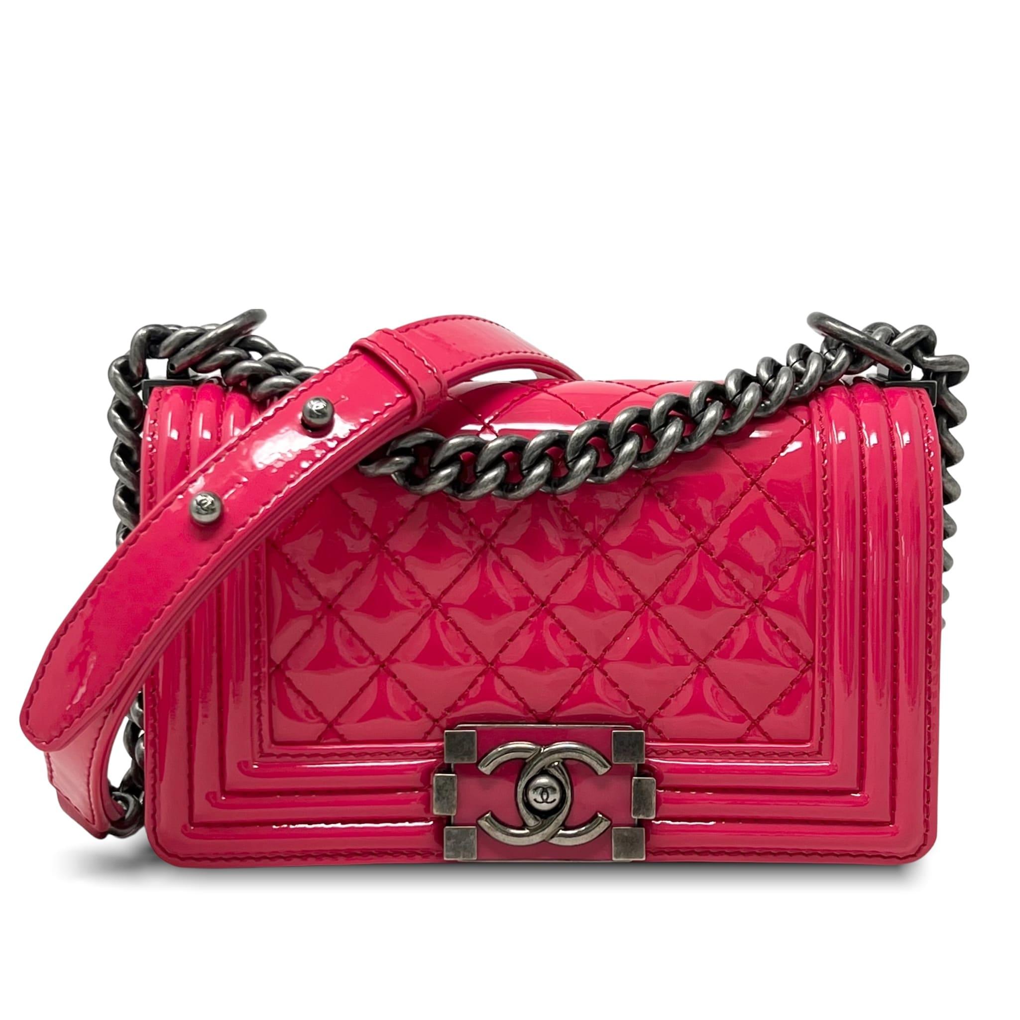 Chanel Pink Patent Leather Small Boy Bag - Luxury Crossbody Handbag for Women, Perfect for Parties, Dates & Special Occasions