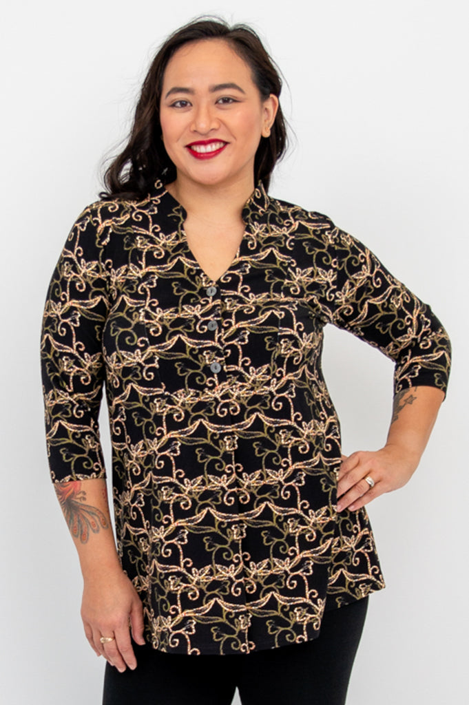 Edwina Women's Bamboo V-Neck Top - Soft & Breathable Bijou Blouse for Casual Wear, Office & Summer Outfits