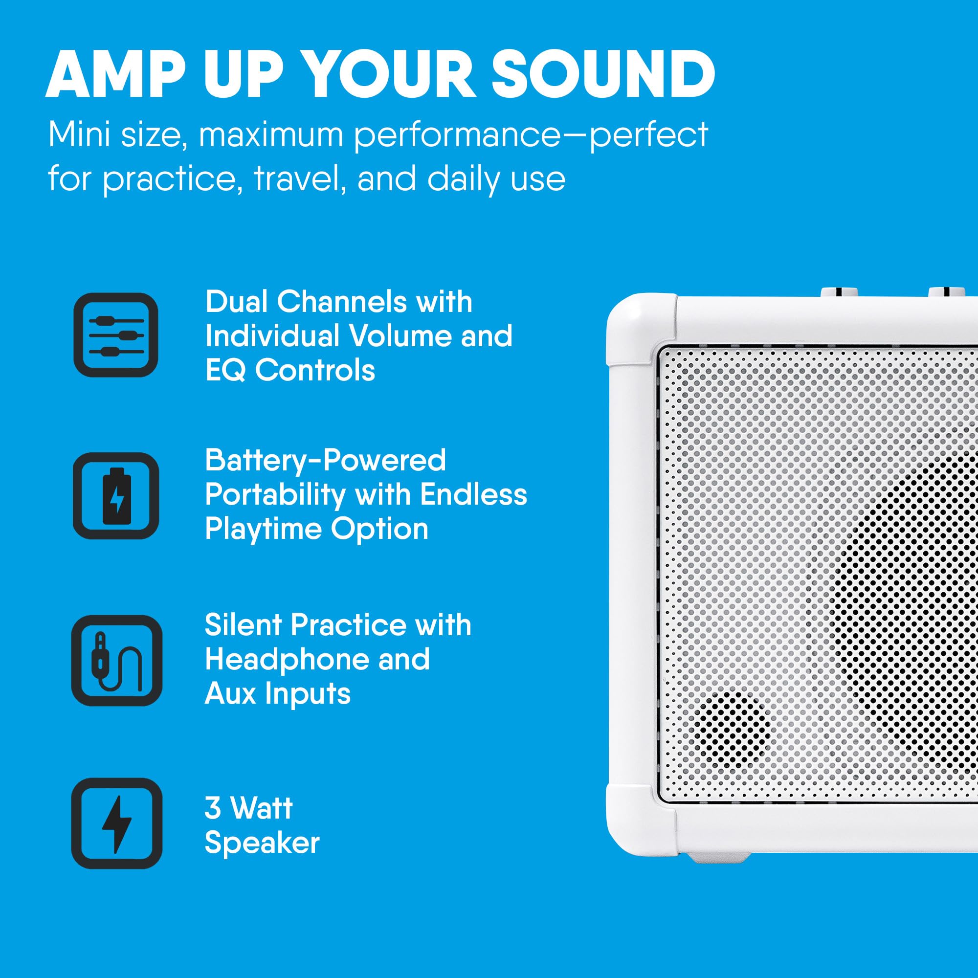 Portable Mini Speaker for Guitar, Drums, Keyboard & Microphone - Compact Carry-on Amplifier with Dual Input & Stereo Expansion - Perfect for Live Performances, Studio Recording & Outdoor Events