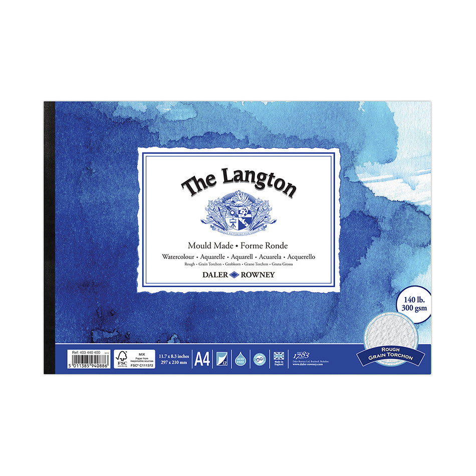 Daler Rowney The Langton A4 Watercolor Rough Pad - Premium Cold Press Paper for Artists, Sketching & Painting - Perfect for Watercolor Techniques, Landscapes & Professional Artwork