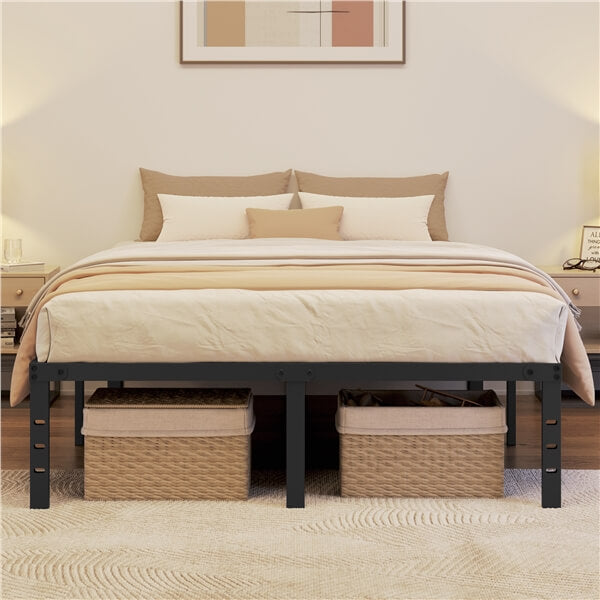 Yaheetech Queen Size Bed Frame with Storage Drawers - Sturdy Metal Platform Bed with Underbed Storage, Easy Assembly - Perfect for Small Bedrooms, Dorms & Guest Rooms