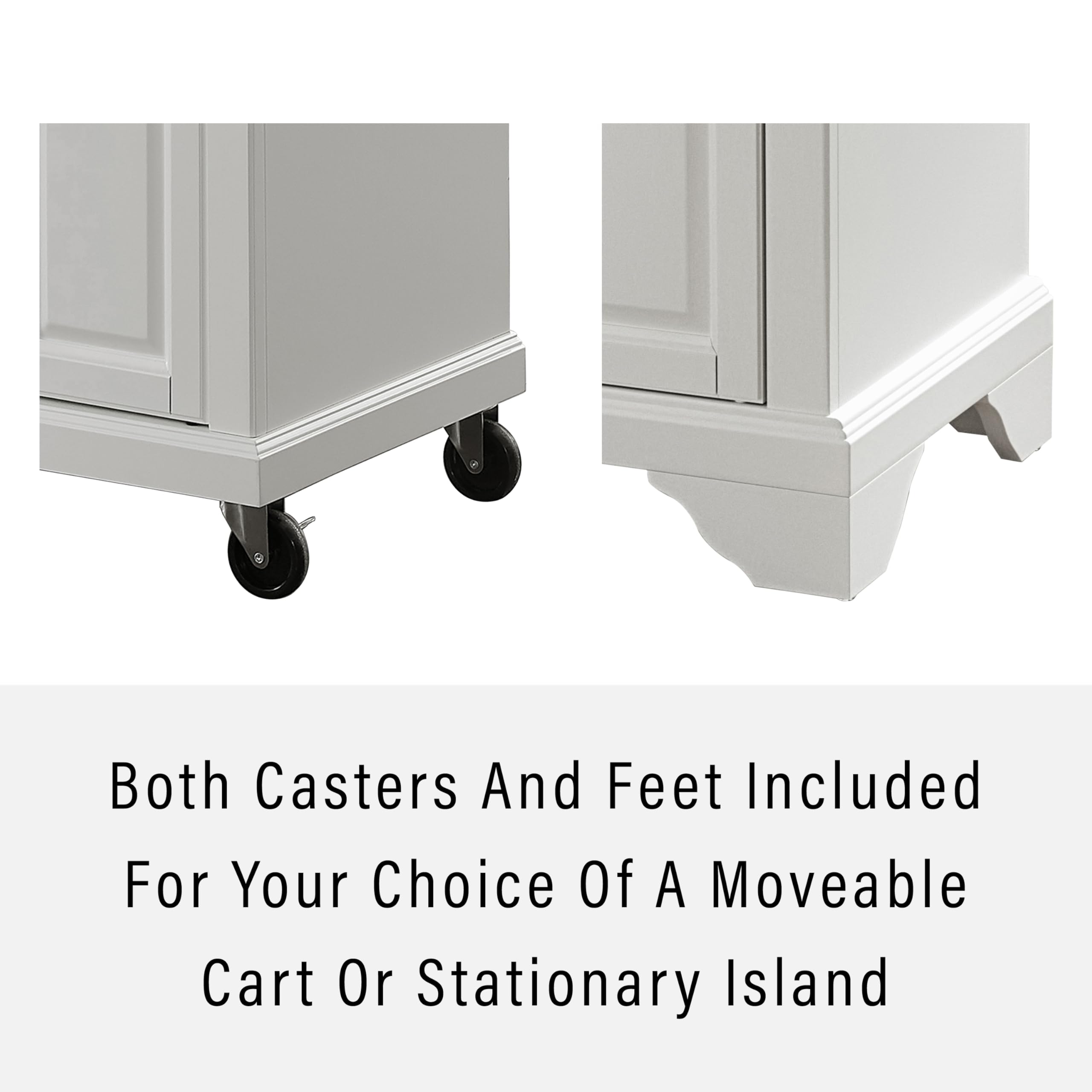 Crosley Lafayette Granite Top Portable Rolling Kitchen Island Cart with Storage - White | Microwave Stand, Small Kitchen Organizer for Compact Spaces, Perfect for Apartments & Small Kitchens