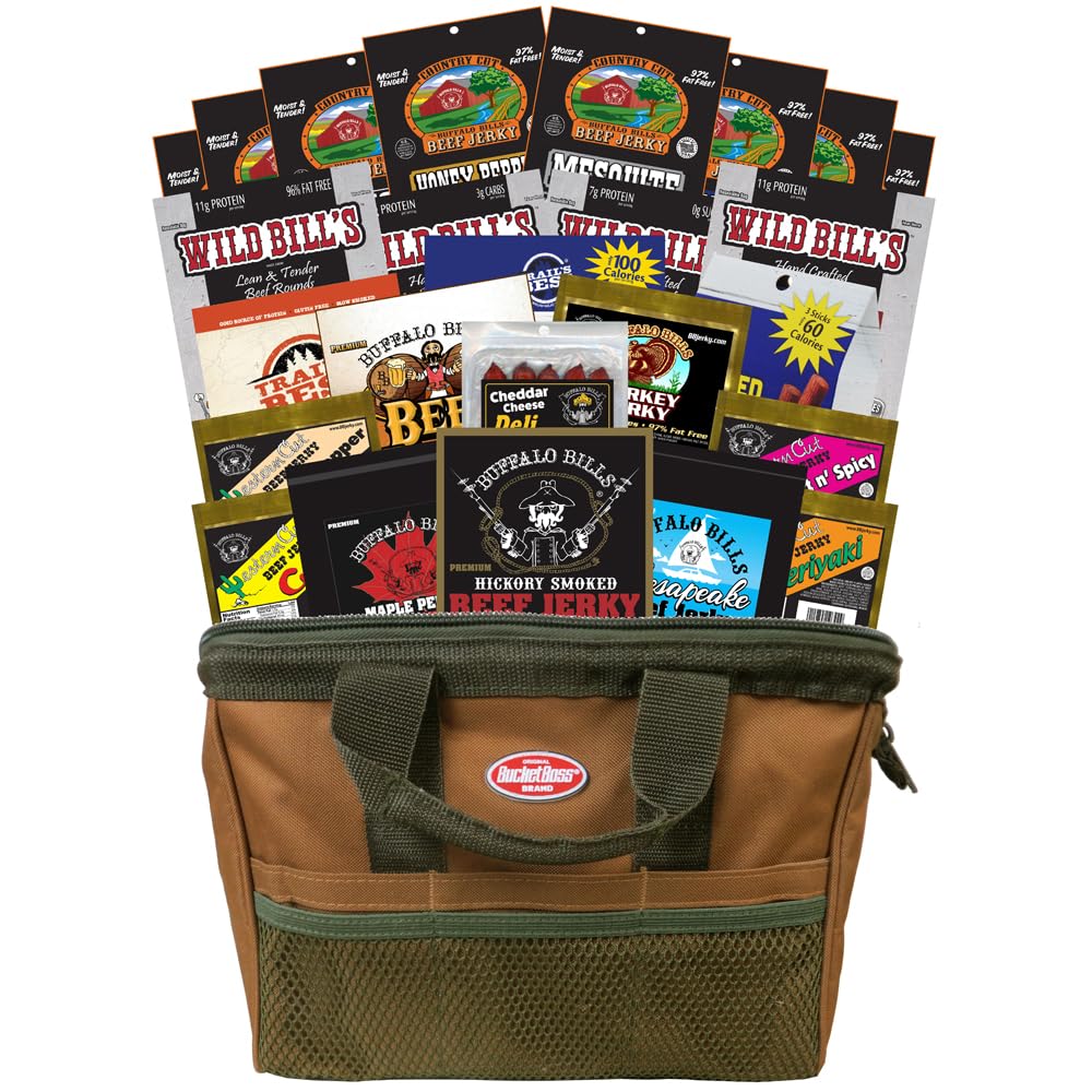 Buffalo Bills Multi-Brand 25-Piece Meat Sampler Gift Set - Beef Jerky, Turkey Jerky & Assorted Snacks for Sports Fans, Camping & Road Trips