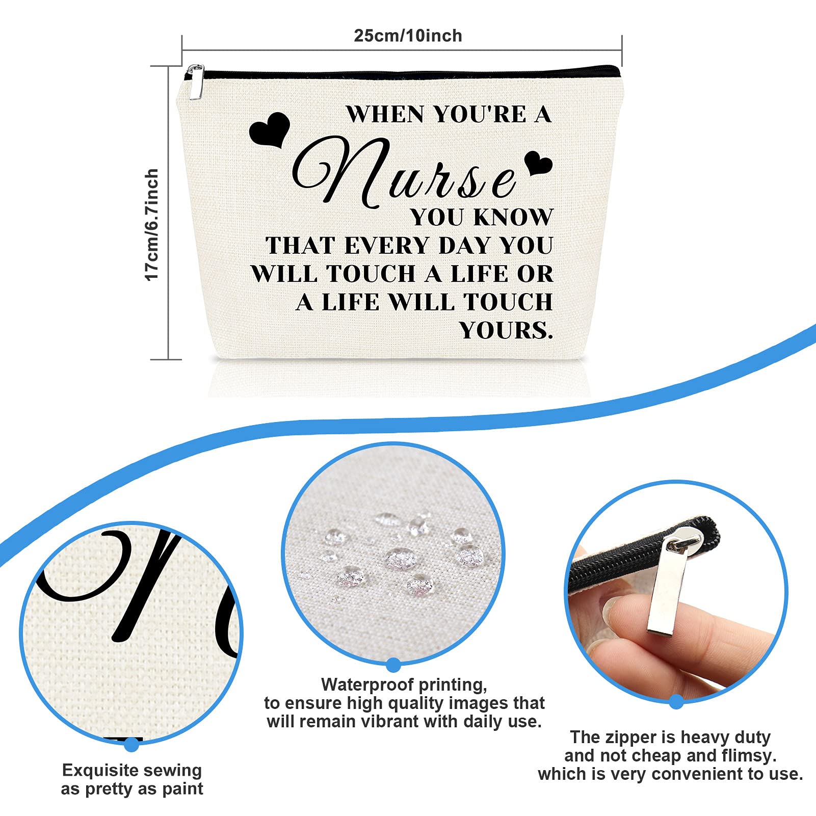 Nursing Student Gifts - Makeup Bag for Future Nurses, Nurse Practitioner Graduation & Birthday Present - Cosmetic Toiletry Pouch with Zipper for Travel, Nurse's Day & Christmas - Perfect for Clinicals, School & Work Essentials