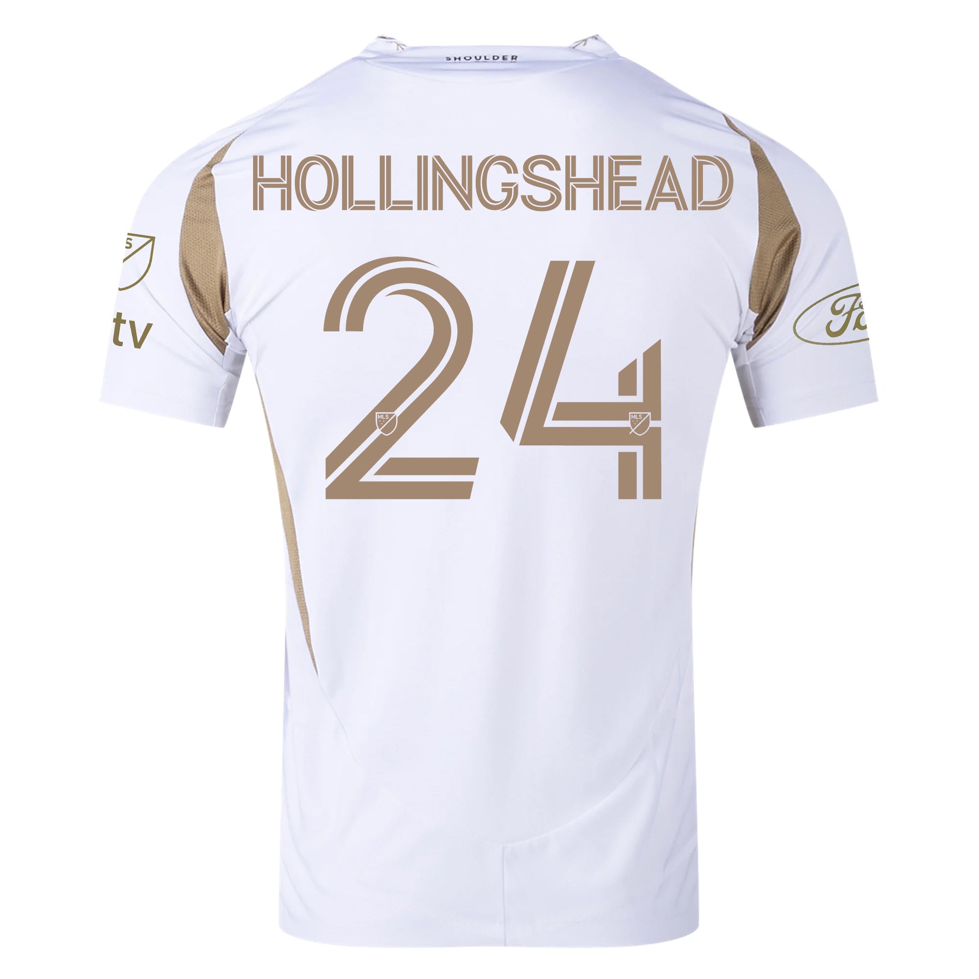 Adidas Eddie Segura LAFC Authentic Away Soccer Jersey 25/26 - White & Gold with MLS, Apple & Ford Logos - Perfect for MLS Matches & Fan Collections