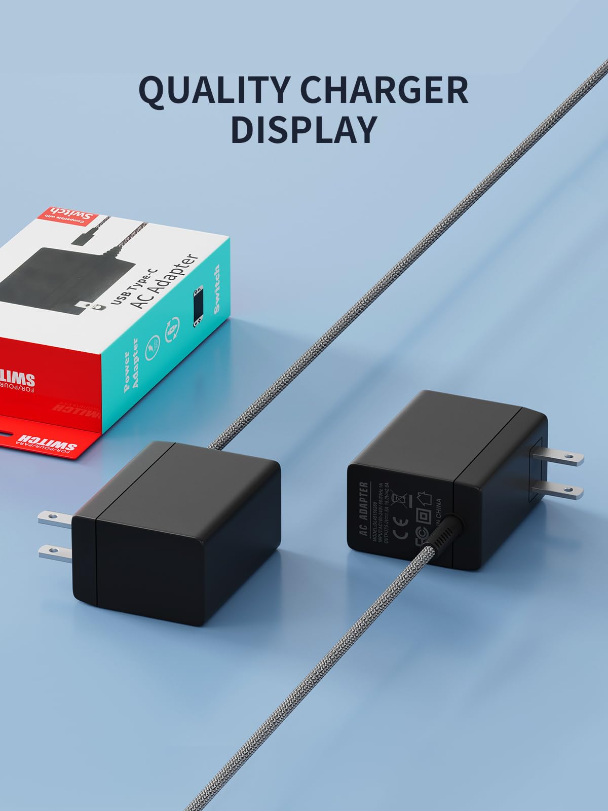 Nintendo Switch Charger [2 Pack] - 15V/2.6A AC Power Adapter with 5.5FT Cable for Switch/Switch Lite/Switch OLED/Dock - Fast Charging for TV Mode & Portable Gaming - Perfect for Travel, Home & On-the-Go Use