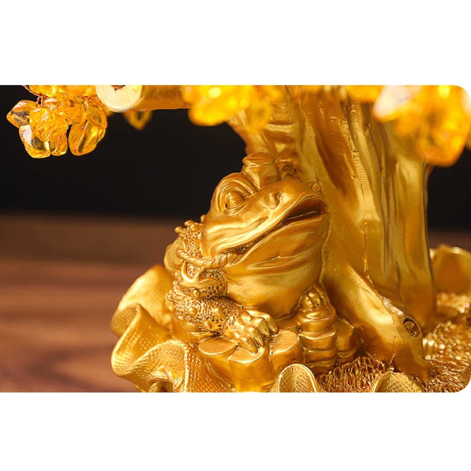 Lucky Money Tree Resin Sculpture - Feng Shui Crystal Bonsai with Gemstone Leaves for Home & Office Desk Decor | Perfect for Wealth Attraction & Positive Energy