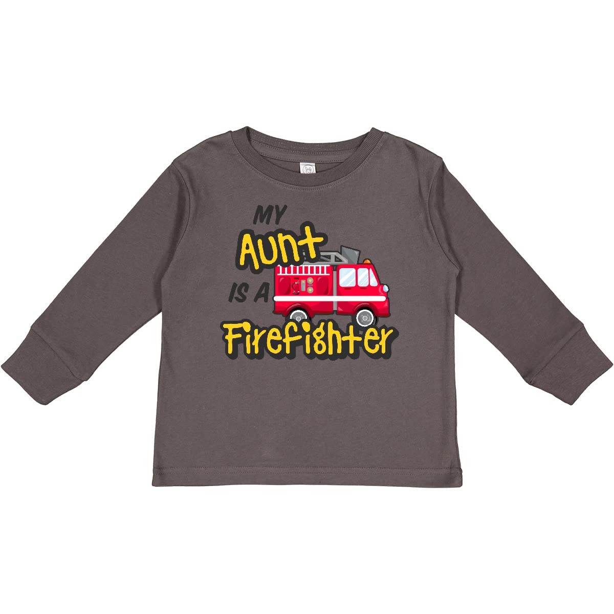 inktastic My Aunt is a Firefighter Toddler Long Sleeve T-Shirt - Cute Fire Truck Design for Playdates, Daycare & Family Outings