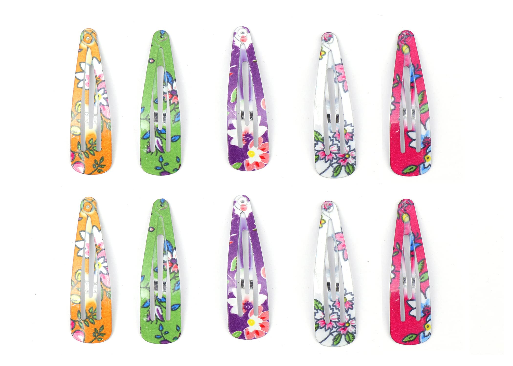 Shivarth Hair Clips - 10-Pack Colorful Printed Flower Design Snap Prong Clips for Kids, Girls, Women & Adults - Bendy Barrettes for Short & Long Hair - Perfect for School, Parties & Everyday Styling