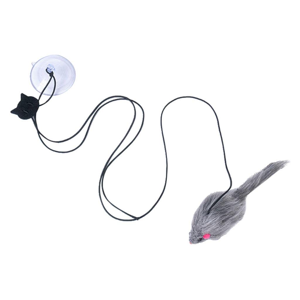 Gazechimp Interactive Cat Teaser Toy with Sucker & Rope - Hanging Mouse Teaser for Indoor Cats - Perfect for Playtime, Exercise, and Bonding with Your Feline Friend