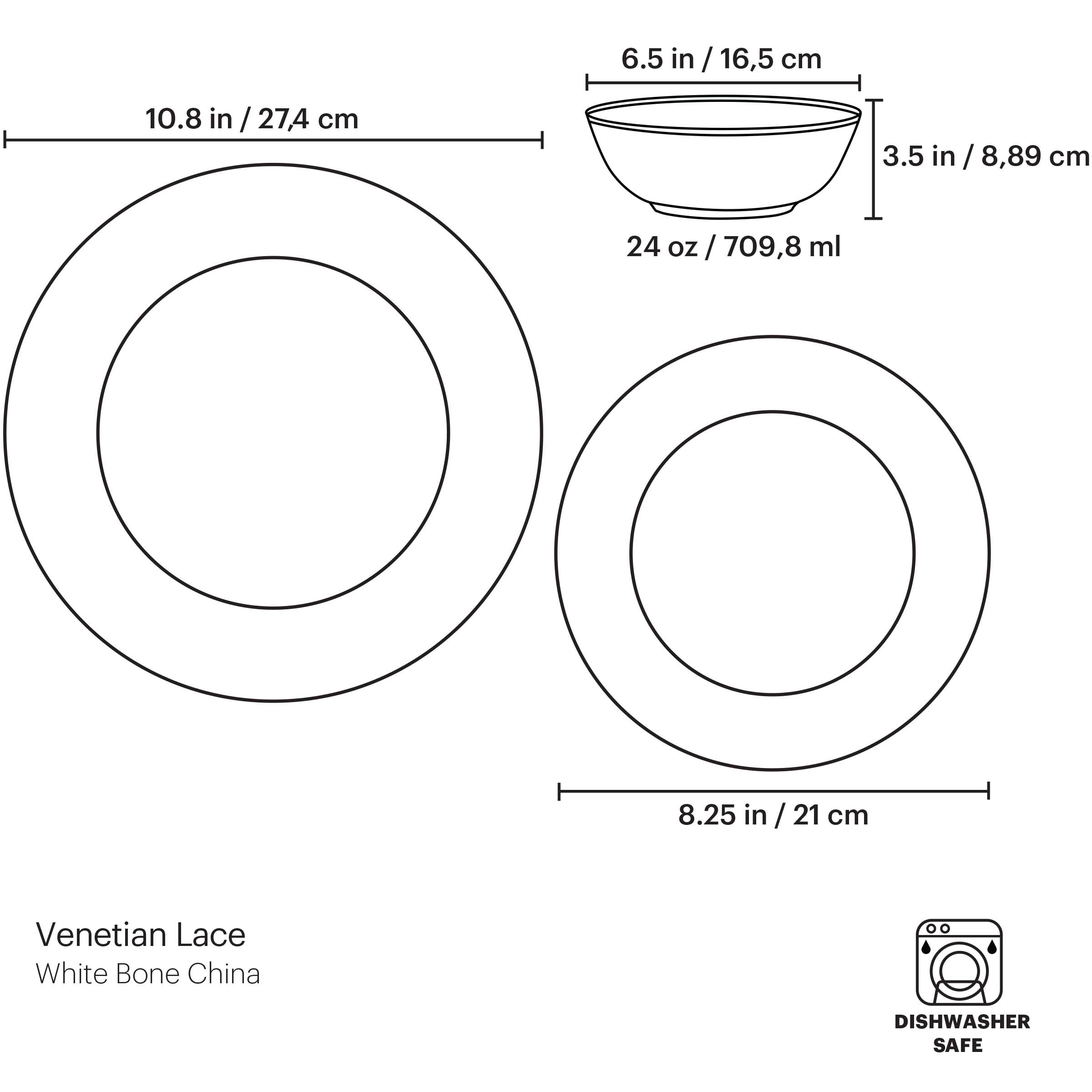 Elegant Venetian Lace 3-Piece Place Setting Set - Premium Tableware for Wedding, Anniversary & Formal Dining
