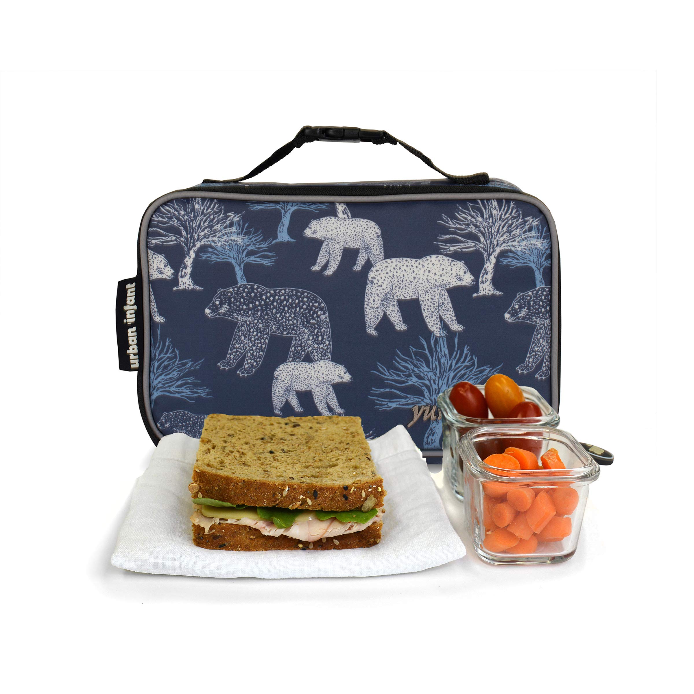 Urban Infant Yummie Insulated Lunch Box for Toddlers - Boys & Girls Insulated Food Bag for Daycare, Preschool & Travel - Includes Allergy Alert Cards - Fits Bento Boxes - Cute Bear Design - Perfect for School Snacks, Picnics & On-the-Go Meals