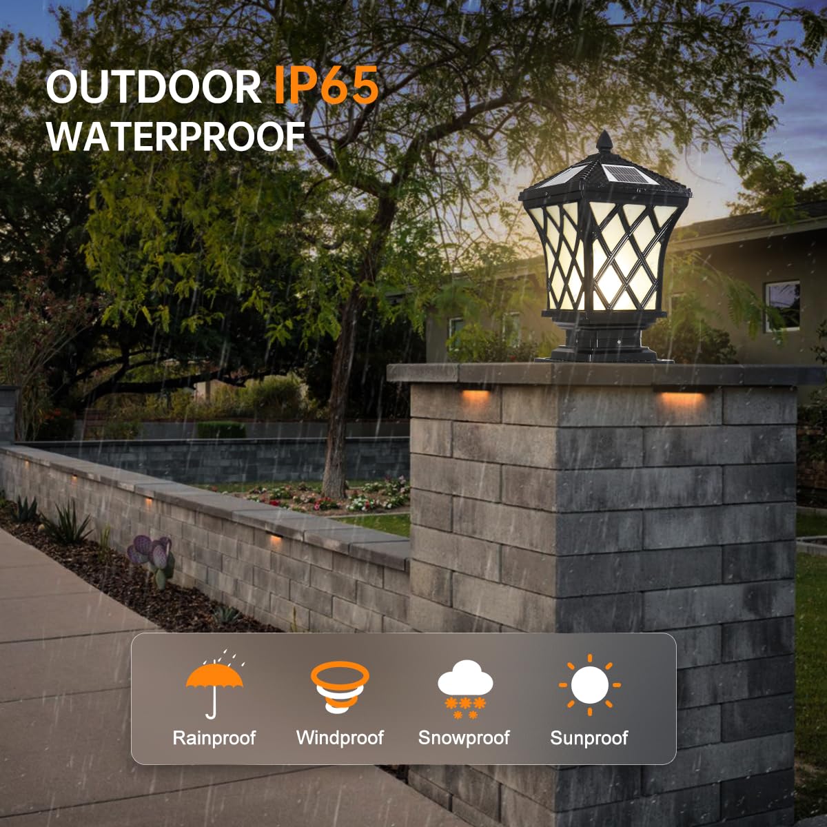 Solar LED Post Cap Light - Dimmable Outdoor Pillar Light, IP65 Waterproof Black Aluminum Column Lamp for Garden, Fence & Pathway Lighting | Perfect for Patio, Deck & Landscape Decoration