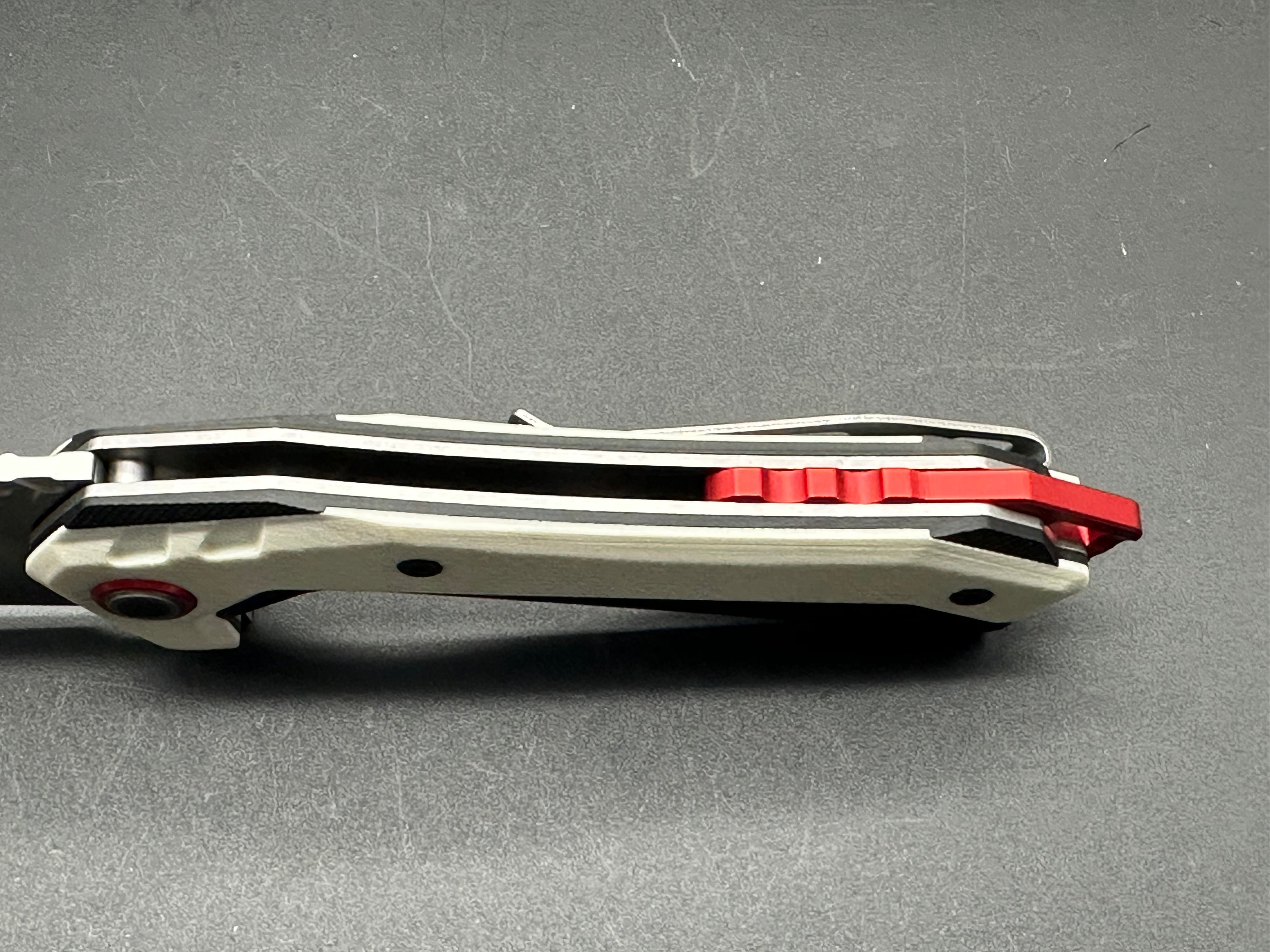 CJRB Tigris Folding Knife - White/Black G10 Handle, AR-RPM9 Cleaver Blade, Plain Edge Stonewash Finish (Model J1919WH) | EDC, Outdoor Survival, Camping & Everyday Carry Knife