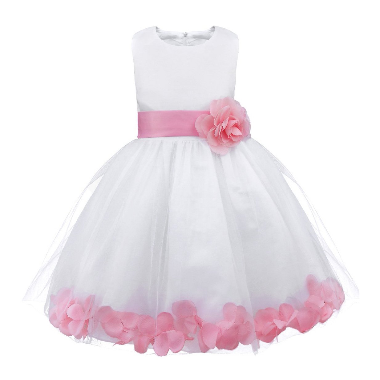 EasyForever Girls Sleeveless Floral Petal Bow Back Dress - Princess Pageant Party Gown for Flower Girls, Bridesmaids & Special Occasions | Perfect for Weddings, Birthday Parties & Photo Shoots