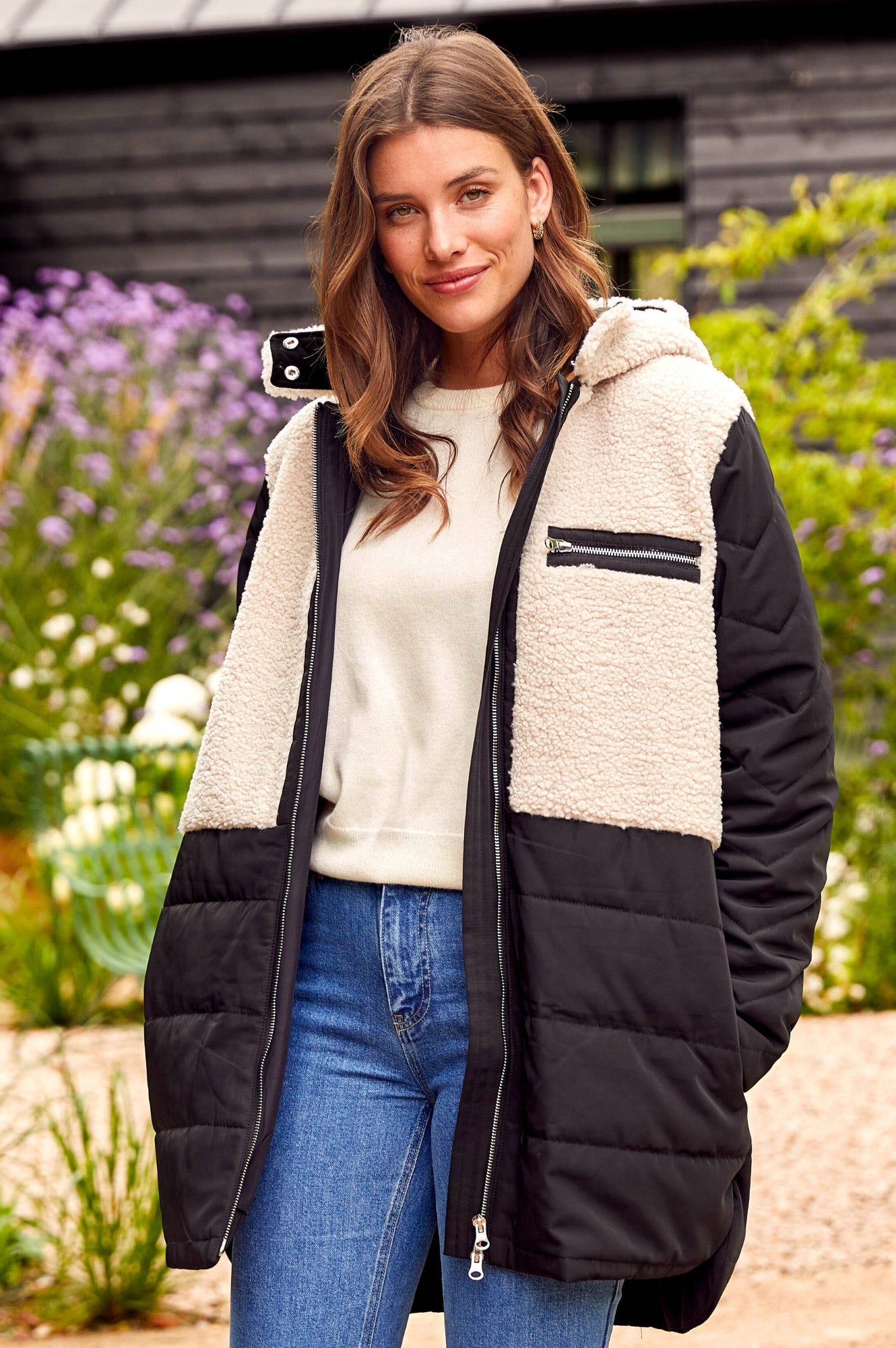 Petra Coat for Women - Classic Black & Taupe Trench Coat | Waterproof & Windproof Outerwear for Fall & Winter | Perfect for Office, Travel & Casual Wear