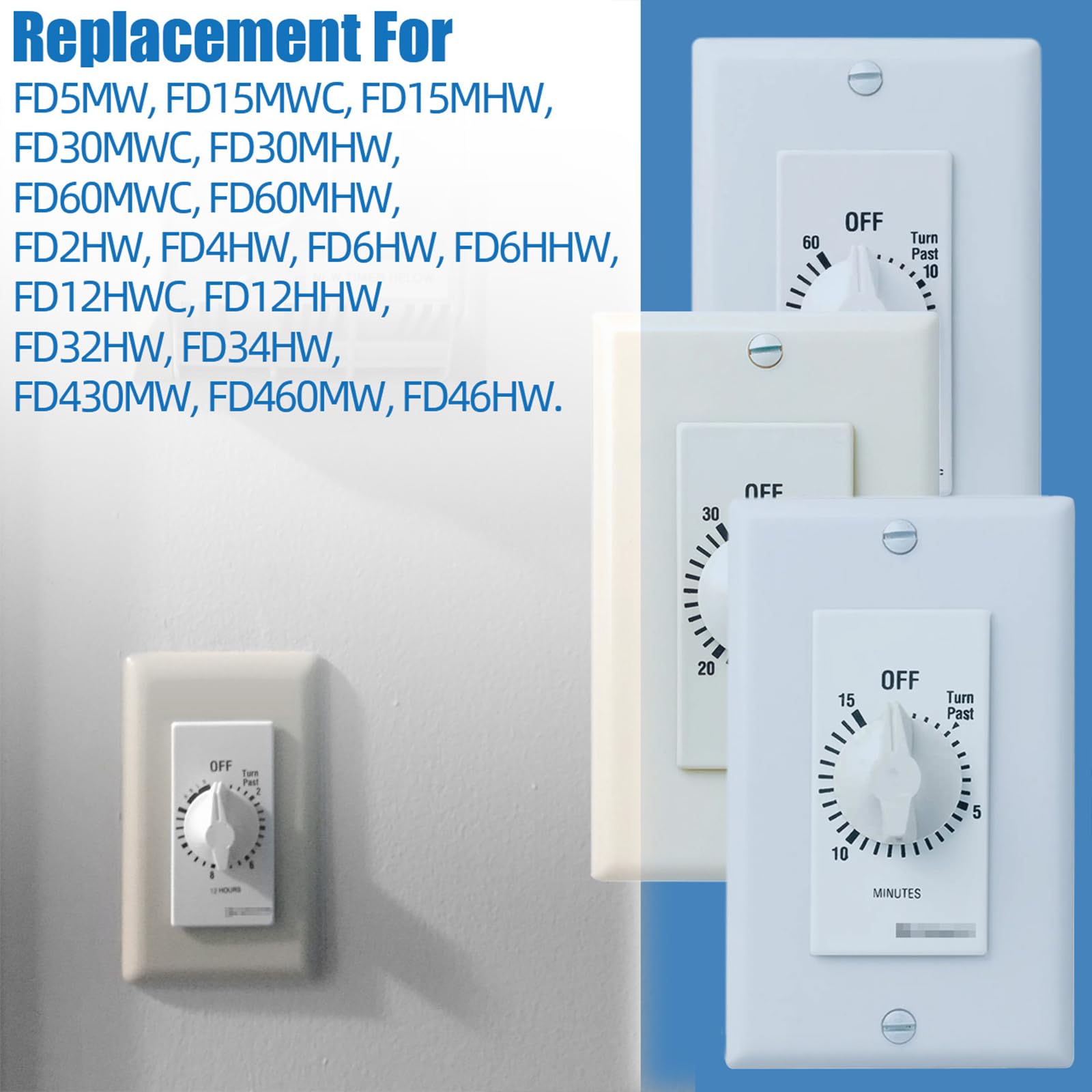 Intermatic Timer Switch Knob Replacement (4 Pack) - Compatible with FD Series Spring Wound Timers, Bathroom Fan, Motor, Heater & Light - Durable Wall Timer Knob for Home, Garage & Workshop Use