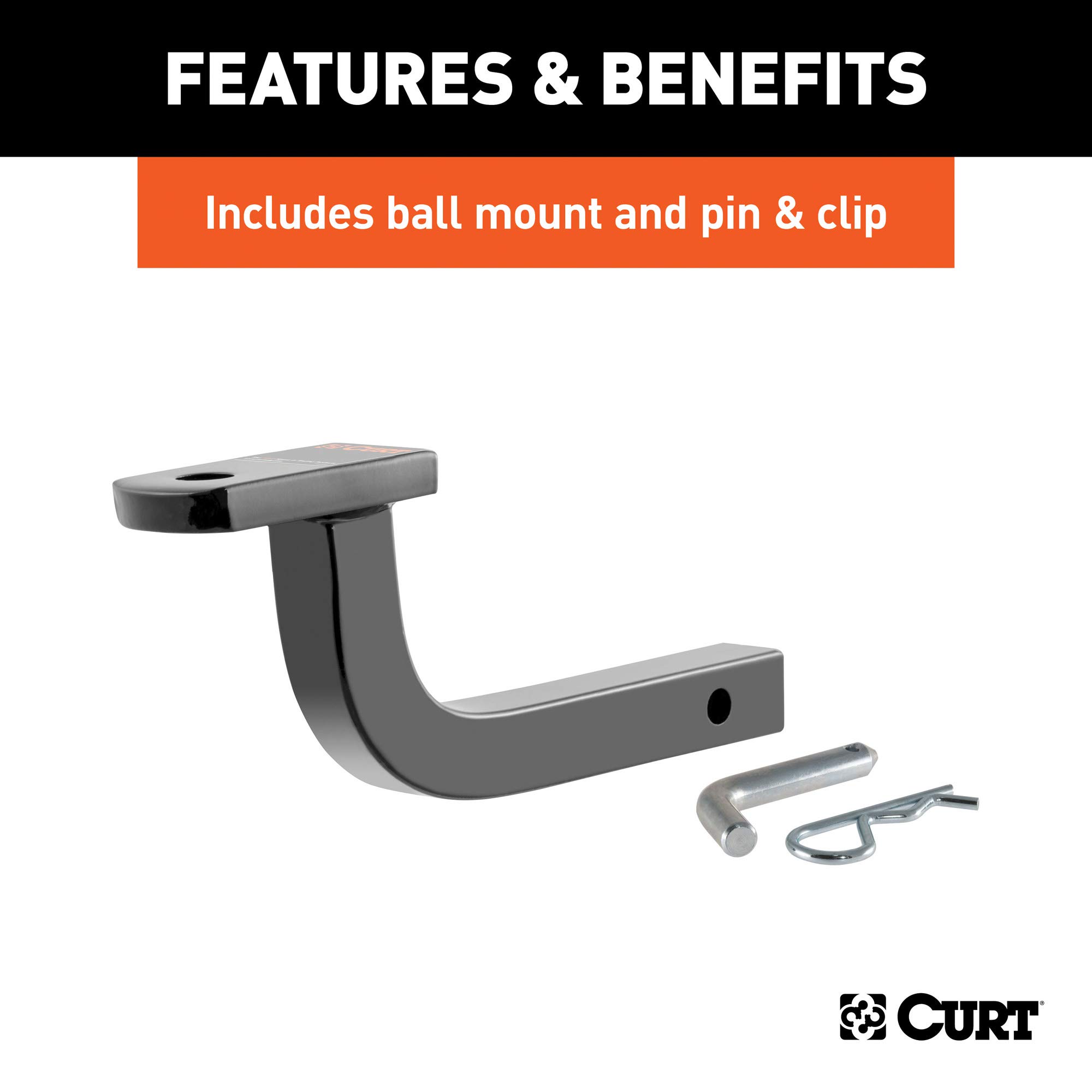 CURT 112023 Class 1 Trailer Hitch with Ball Mount - 1-1/4-Inch Receiver - Compatible with Select Nissan Cube - Perfect for Towing Small Trailers, Bikes & Cargo Carriers
