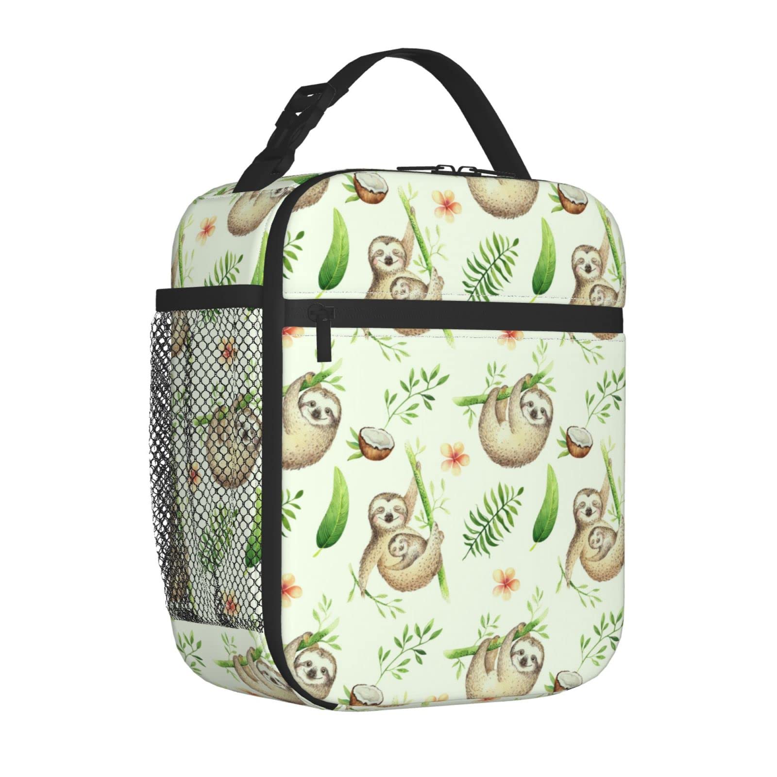 Insulated Lunch Bag for Women & Men - Portable Cooler Lunch Box for School, Office, Travel, Picnic - Cute Sloth & Baby Animals Design - Perfect for Students, Teens, and Professionals