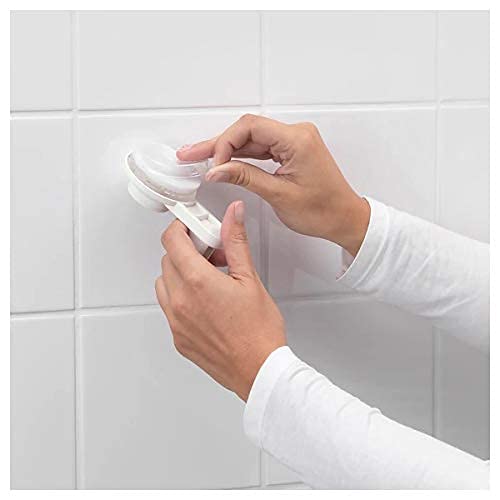 IKEA TISKEN White Polycarbonate Plastic Toilet Paper Holder with Strong Suction Cups - Bathroom Wall Mounted Storage for Small Spaces, RVs & Apartments