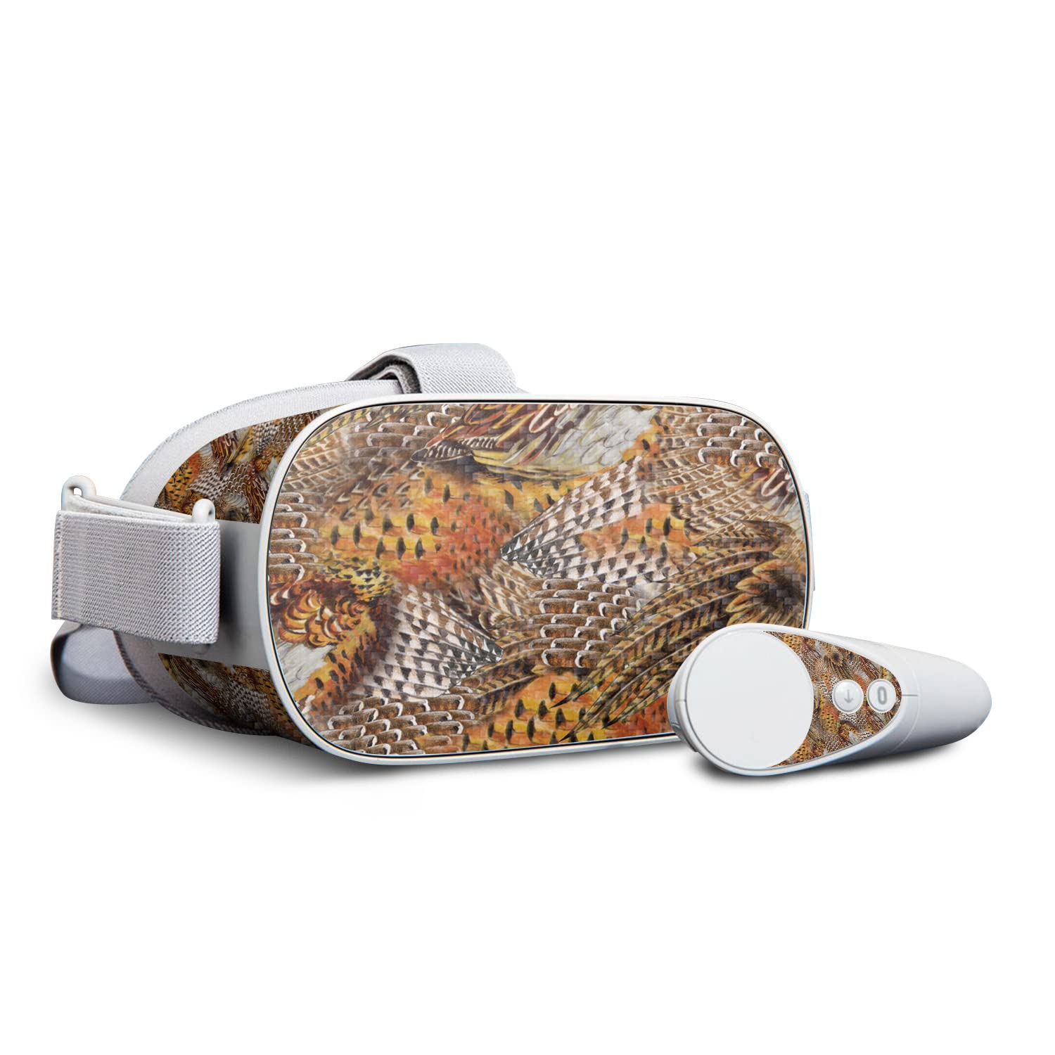 Premium Carbon Fiber Skin for Oculus Go - Pheasant Feather Design | Protective & Durable Textured Cover | Easy to Apply & Remove | Made in USA | Perfect for Gaming, VR Entertainment & Device Protection