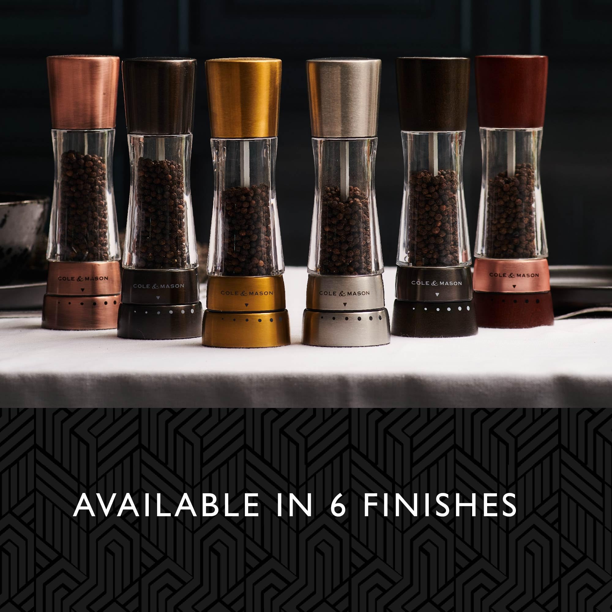 Cole & Mason Derwent Salt and Pepper Grinder Set - Adjustable Coarseness, Premium Stainless Steel & Acrylic Design, 7.5