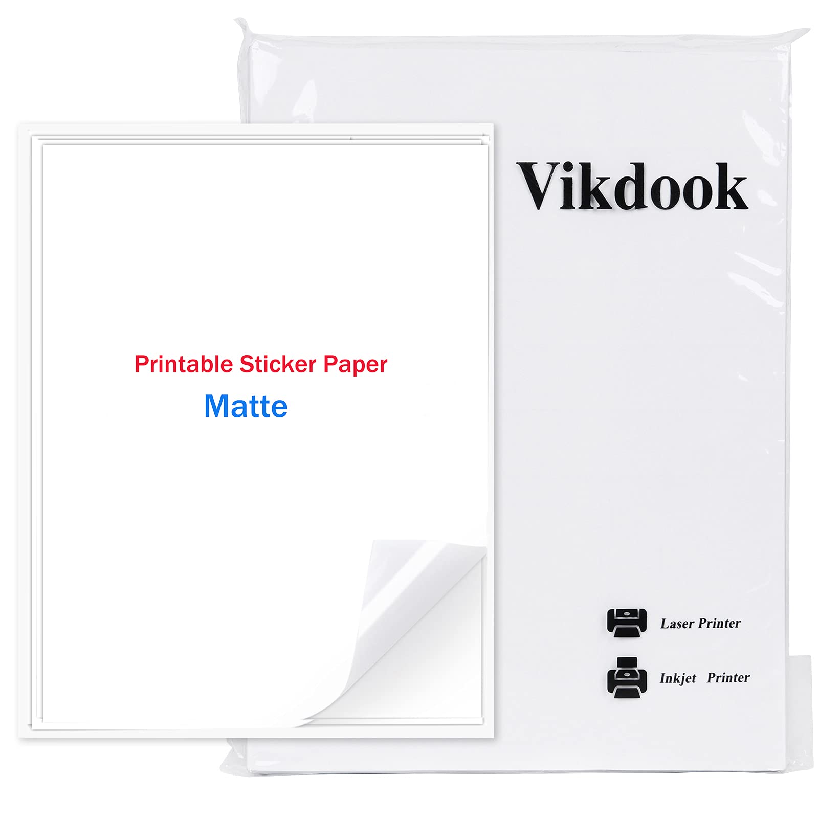 Waterproof Printable Vinyl Sticker Paper for Inkjet Printers & Cricut - 8.5