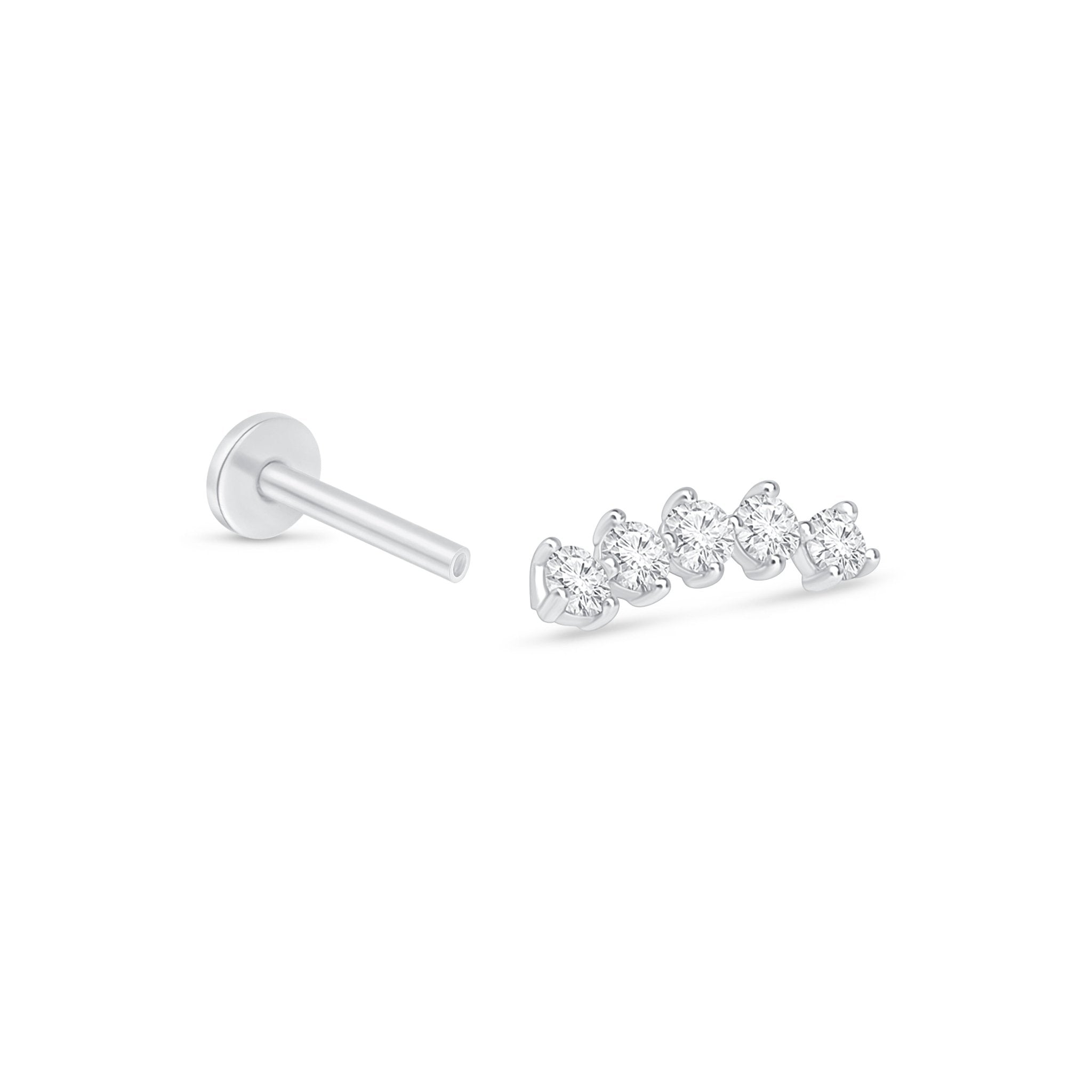 14K White Gold Diamond Constellation Ear Climber Flat Back Stud Earrings - Elegant Celestial Jewelry for Women, Perfect for Parties, Weddings & Special Occasions