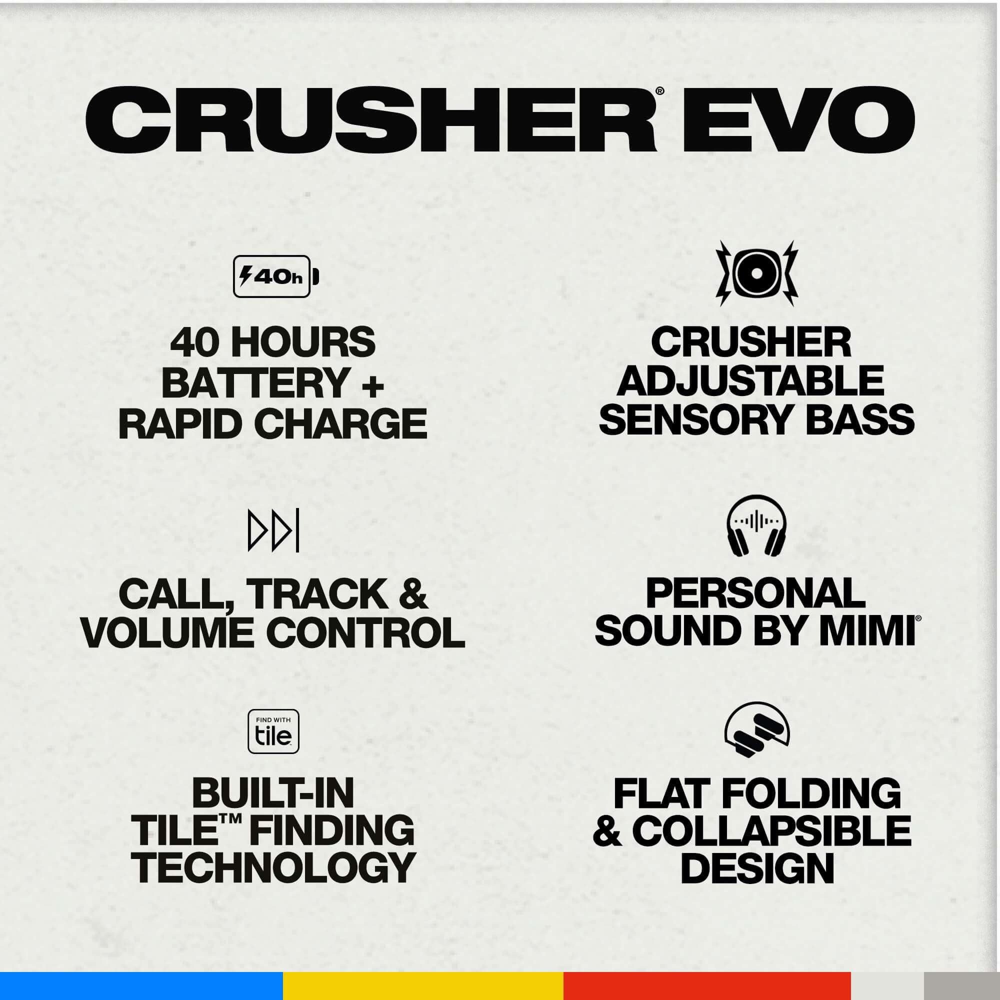Crusher Evo Wireless Headphones with Sensory Bass & Personalized Sound - Perfect for Gaming, Music, and Travel