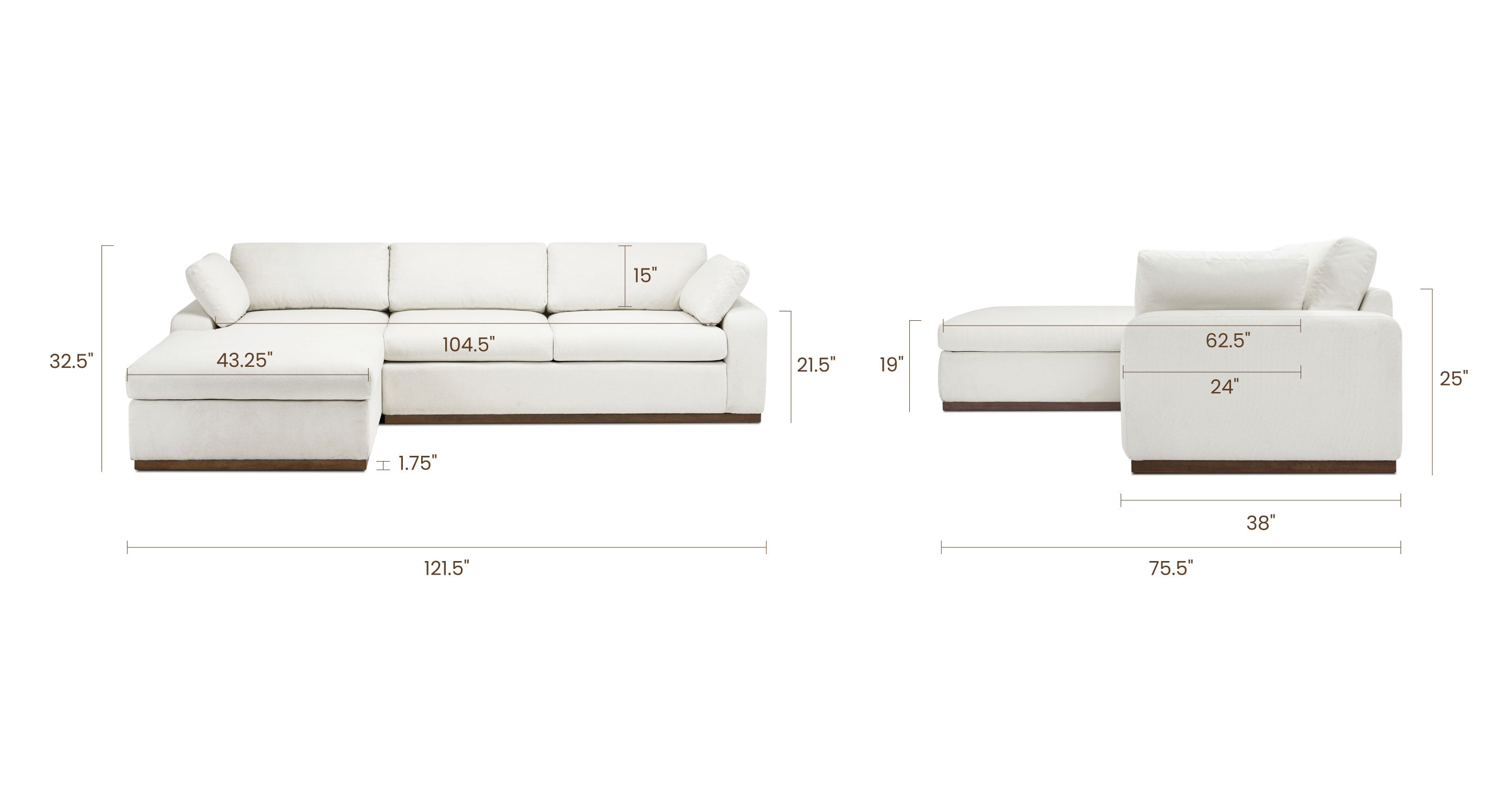 Cordoba Left-Facing Sectional Sofa with Storage | Modern L-Shaped Couch for Living Room, Family Room & Small Spaces
