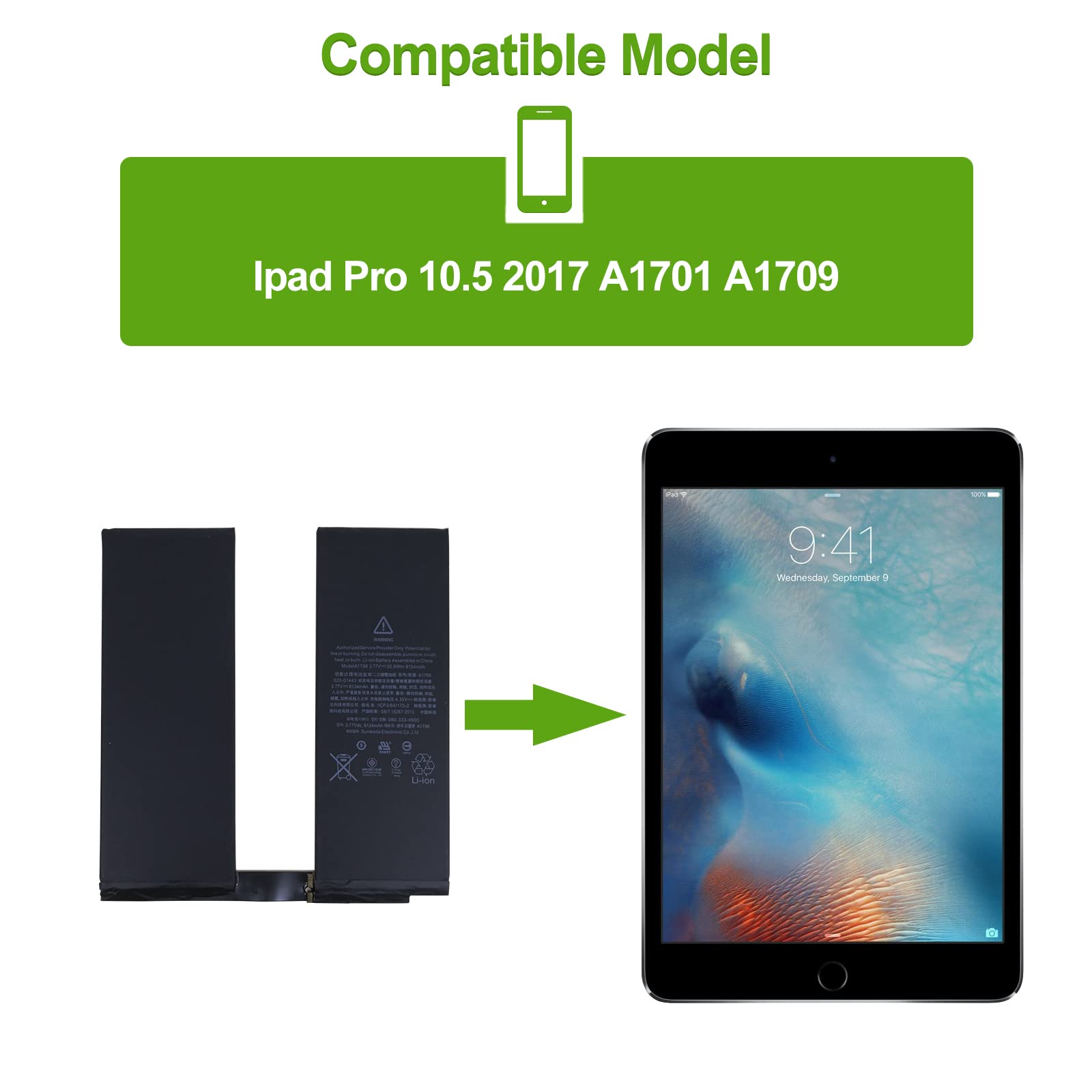 BLP601 Replacement Battery 8134mAh 30.8WH for Apple iPad Pro 10.5-inch & iPad Air 3 (A1798) - Includes Tools | Long-Lasting Power for Work, Study & Entertainment