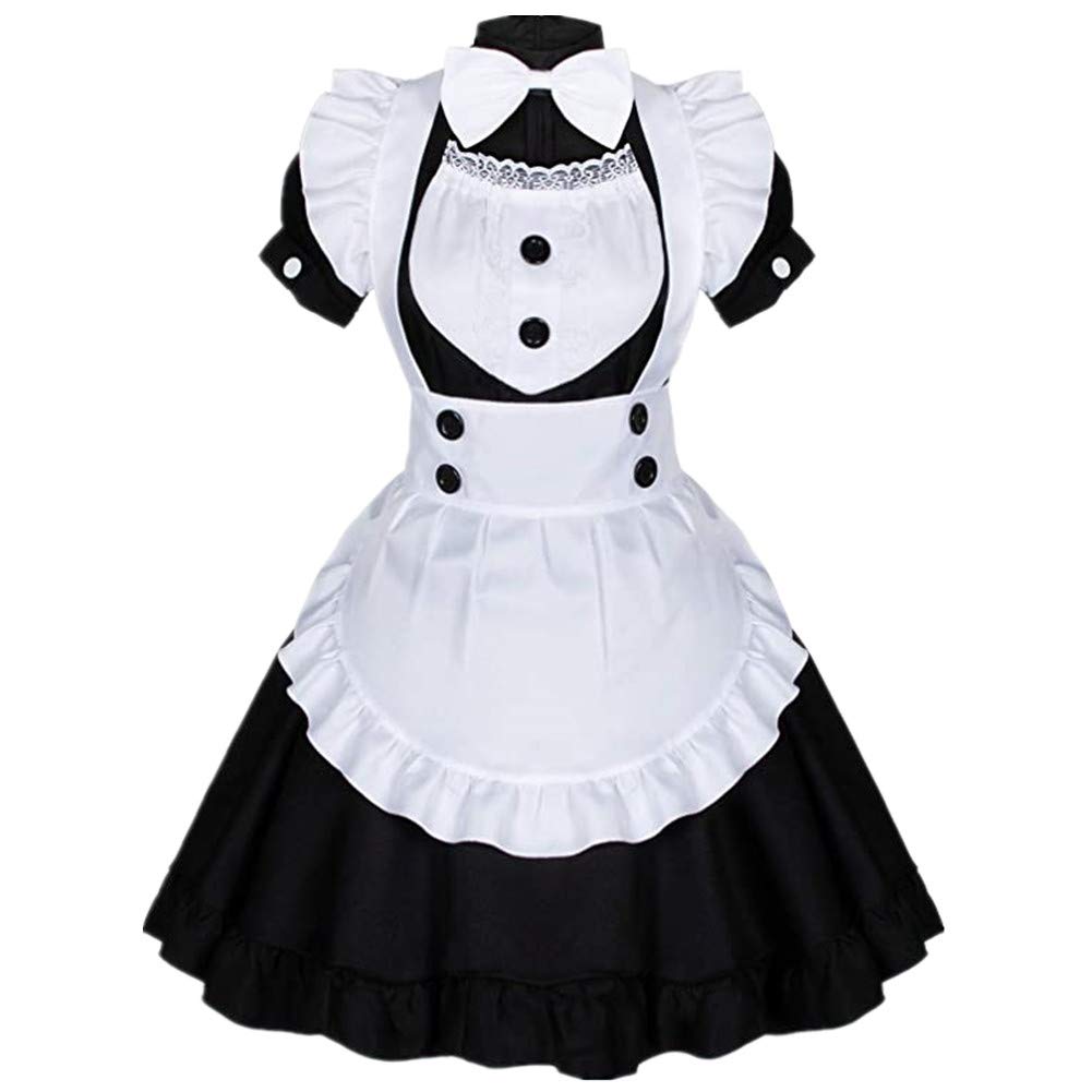 Anime Sissy Maid Dress Cosplay Costume - Sweet Classic Lolita Fancy Apron Outfit with Socks & Gloves Set for Halloween, Cosplay, and Role-Playing Parties
