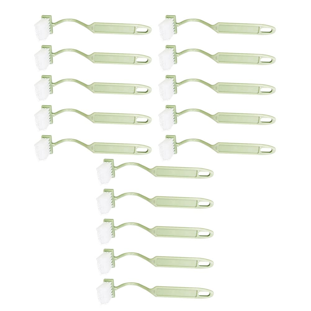 LUOZZY 15-Pack V-Shaped Plastic Curved Toilet Brush Set - Long Handle Rim & Corner Cleaner - Green | Ideal for Bathroom, Toilet & Hard-to-Reach Area Cleaning