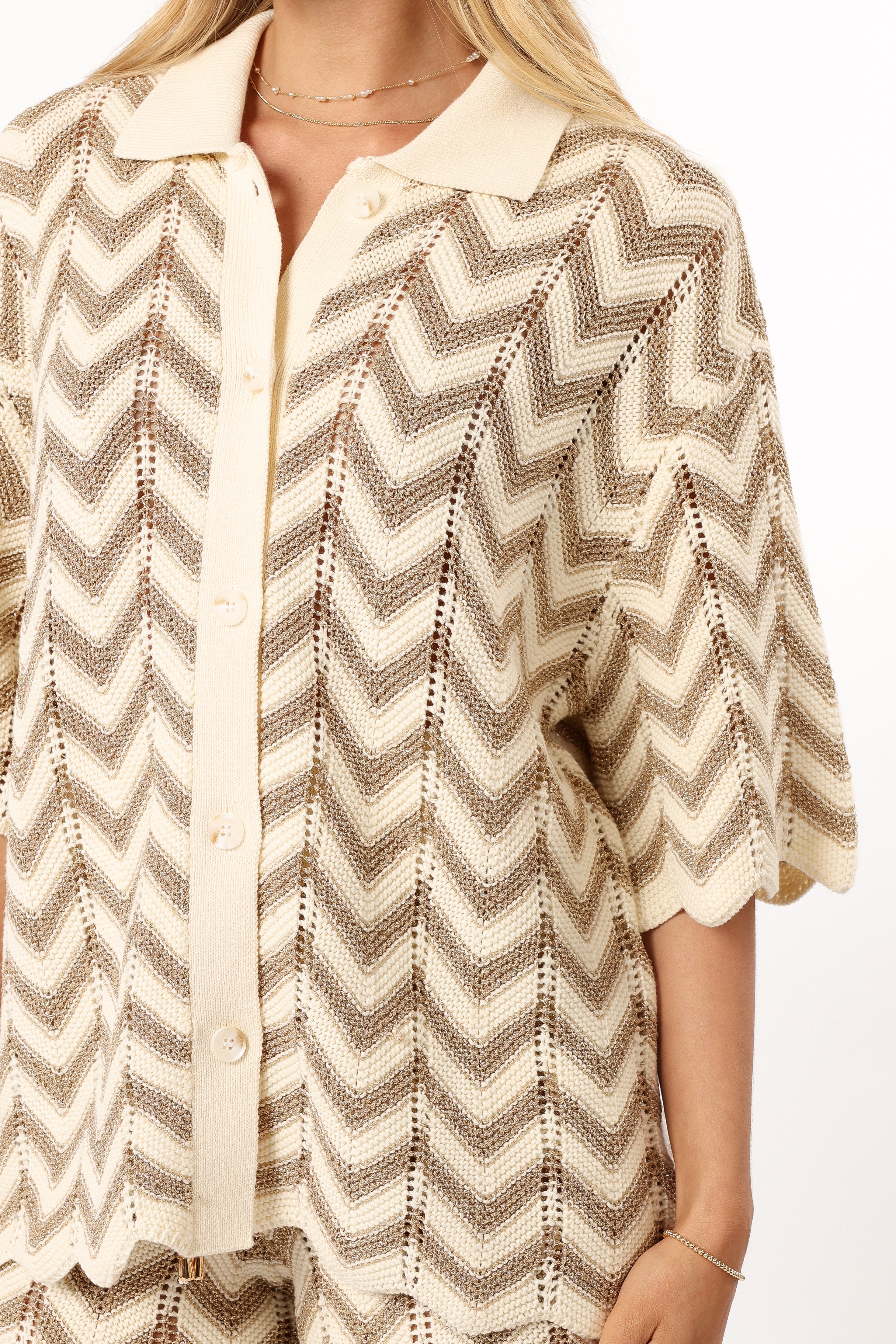 Cherie Knit Shirt for Women - Soft Comfortable Casual Tops - Sand White - Perfect for Everyday Wear, Office & Weekend Outfits