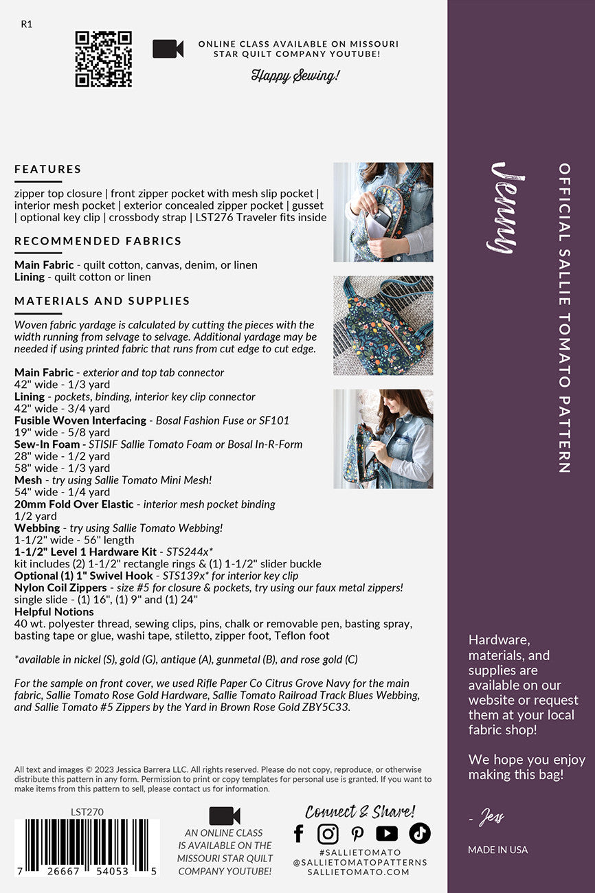 Jenny Sling Bag Pattern - DIY Crossbody Purse Sewing Guide for Women | Perfect for Casual Outings, Travel & Everyday Use