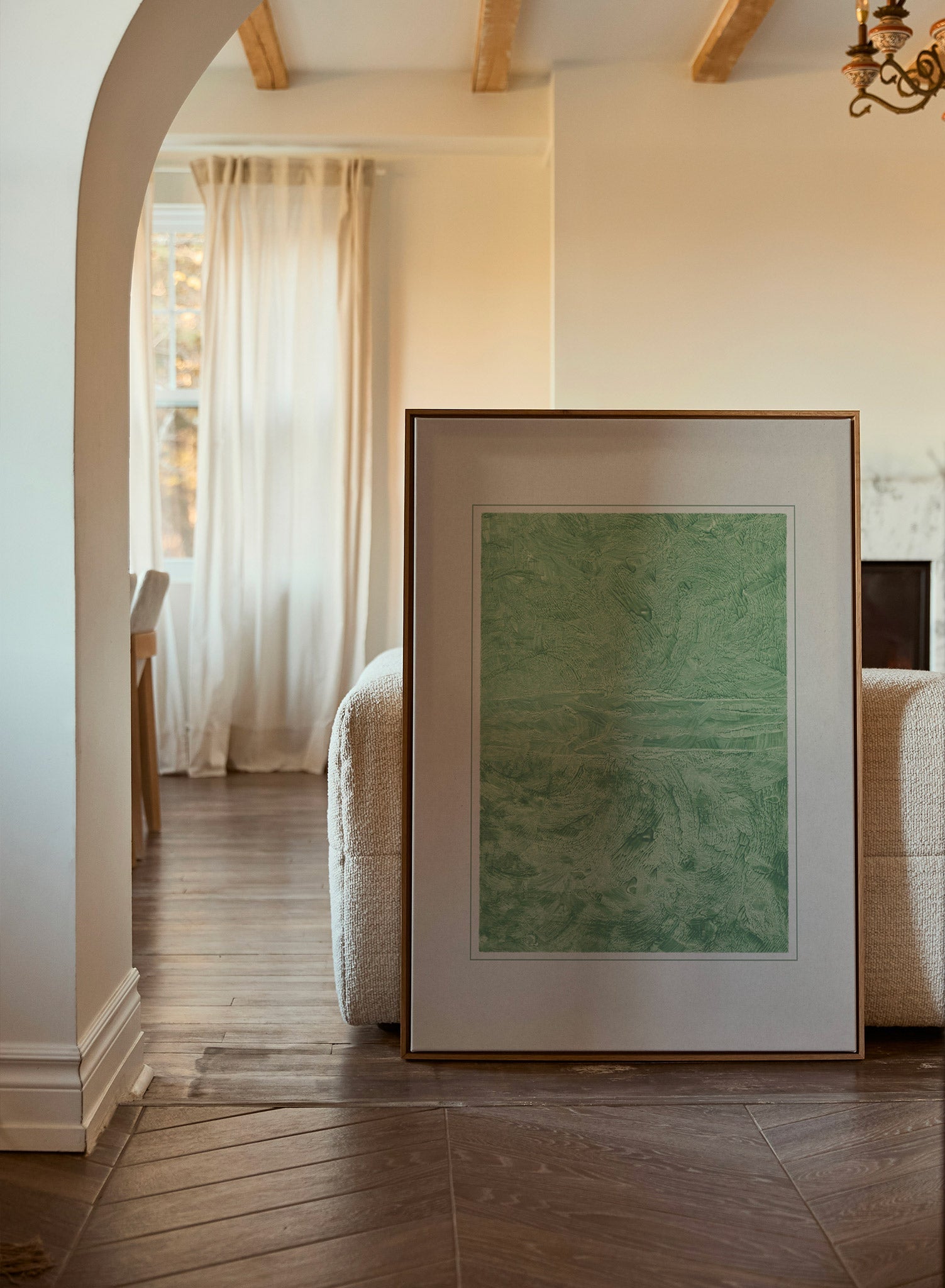 Peridot Florentine Marbling Canvas Art - Handmade Wall Decor for Living Room, Bedroom & Office