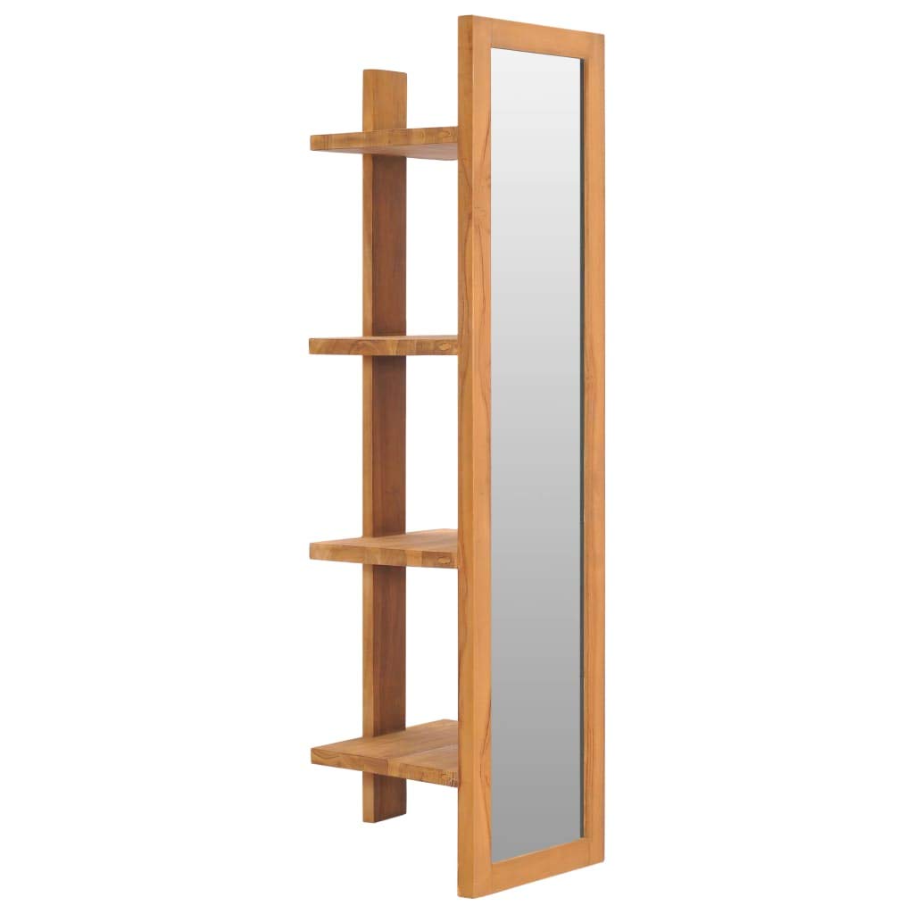 Solid Wood Framed Wall Mirror with Shelves - 11.8