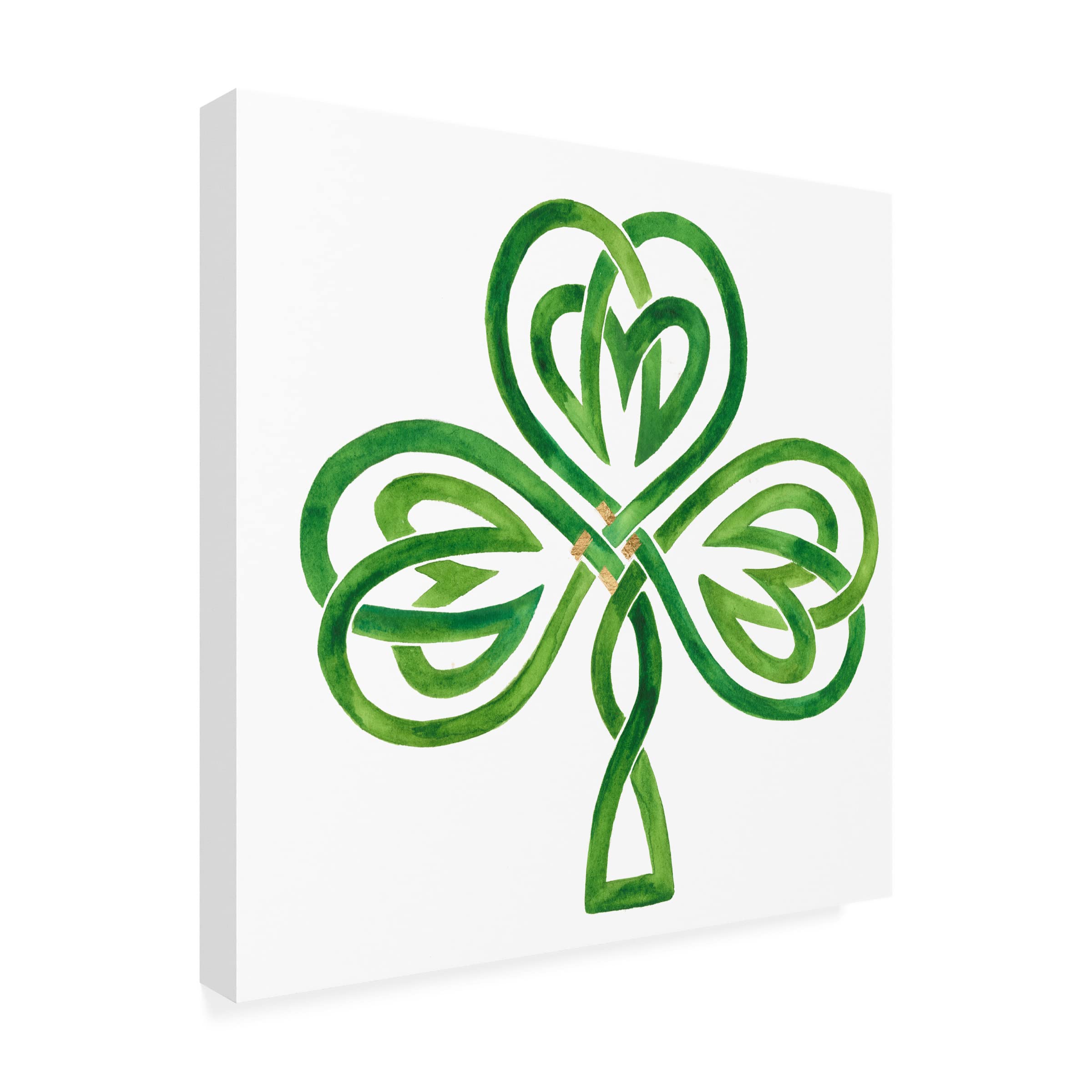 Victoria Borges 'Gilded Shamrock III' Canvas Wall Art Print - Irish Decor, Home & Office Wall Decor, Perfect for St. Patrick's Day Gifts & Celtic-Themed Interiors