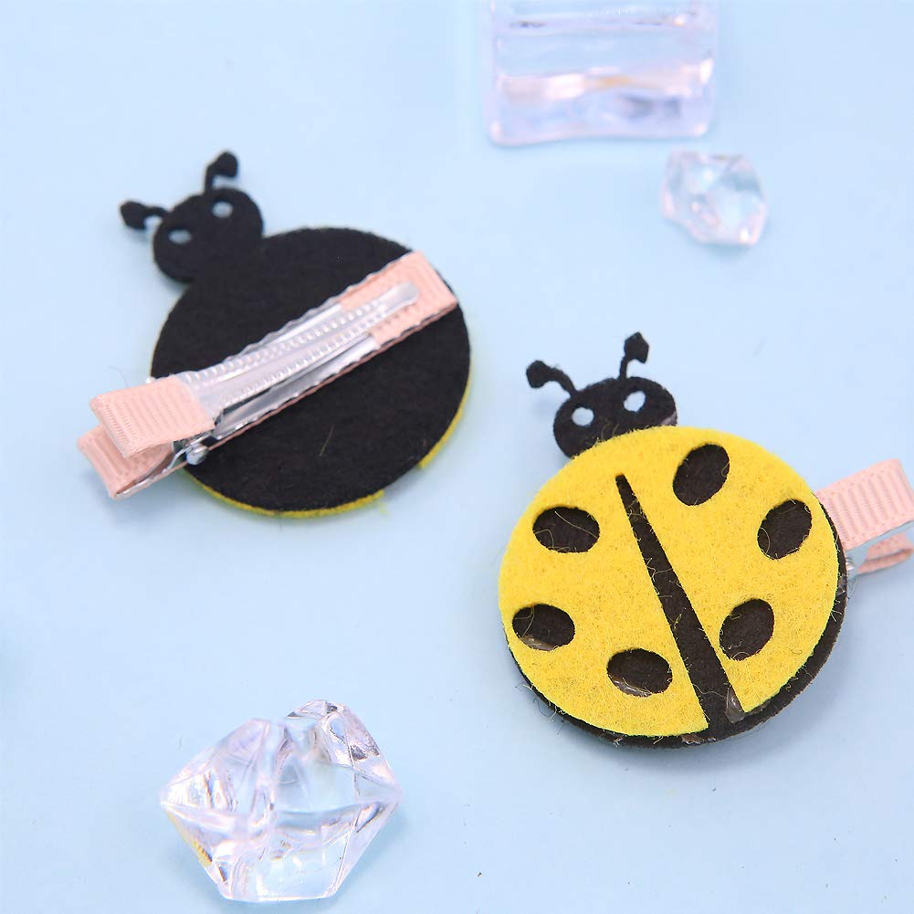 16 Pcs Ladybug Themed Felt Hair Clips Set - Cute Barrettes Hairpins with Metal Clips for Girls, Toddlers & Kids - Perfect for Parties, School & Daily Hair Accessories