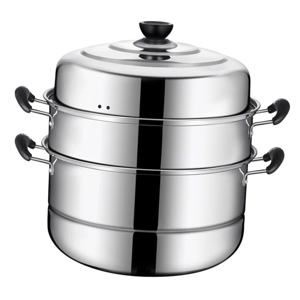 DOITOOL 3-Layer Stainless Steel Steamer Pot - Stackable Steaming Pot for Soup, Vegetables & Seafood | Durable Home Cookware for Healthy Cooking & Meal Prep