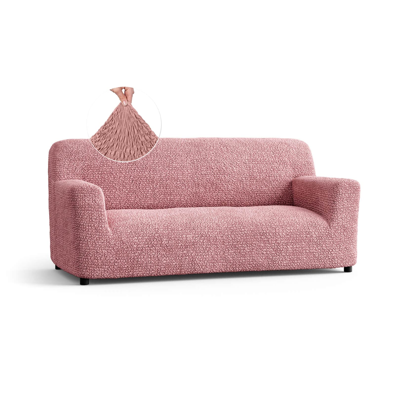 Stretch Sofa & Loveseat Slipcover - 1-Piece Washable Couch Cover - Soft Polyester Fabric Protector for Couches, Sectionals & Furniture - Easy Clean Microfiber Slipcover in Coral Pink - Perfect for Living Room, Apartment & Home Decor Protection