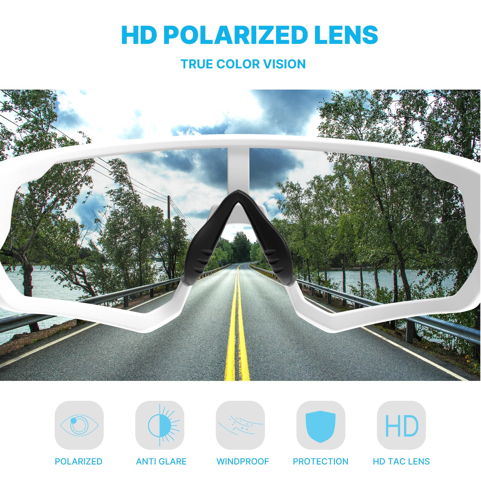 Polarized Cycling Glasses for Men & Women - UV Protection Sports Sunglasses for Running, Golf, Baseball, Driving - Lightweight & Anti-Fog for Outdoor Activities