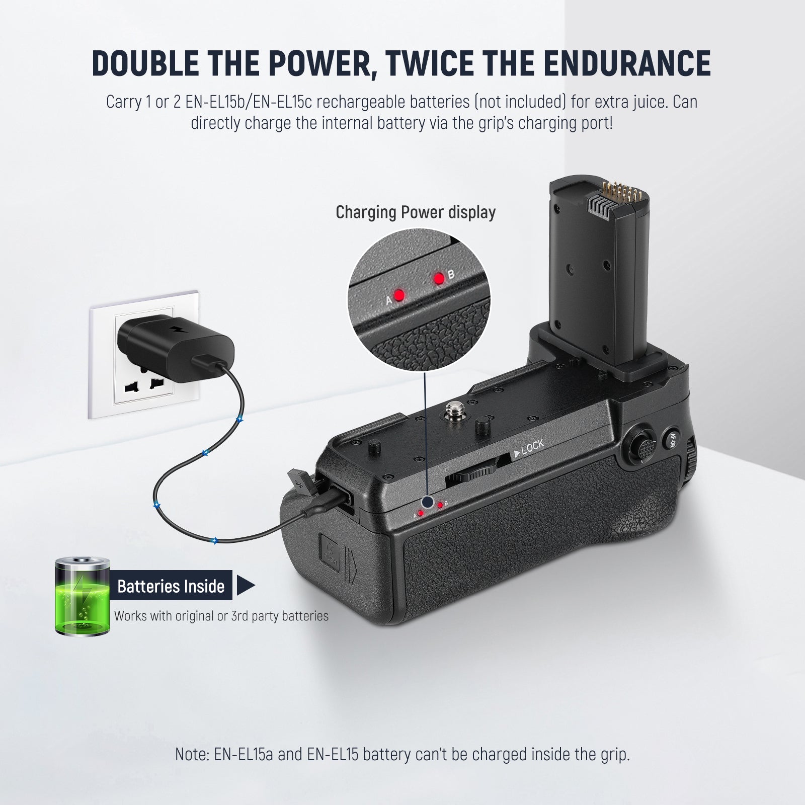 NEEWER MB N11 Battery Grip for Nikon Z6 II & Z7 II Cameras - Extended Shooting & Vertical Control for Professional Photography & Videography