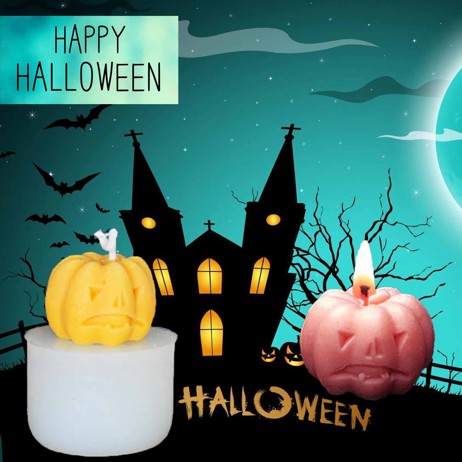 Halloween Pumpkin & Horror Doll Silicone Candle Molds - DIY Aromatherapy Candles, Wax Crafts, Polymer Clay Decorations - Perfect for Spooky Home Decor, Party Favors & Seasonal Gift Making