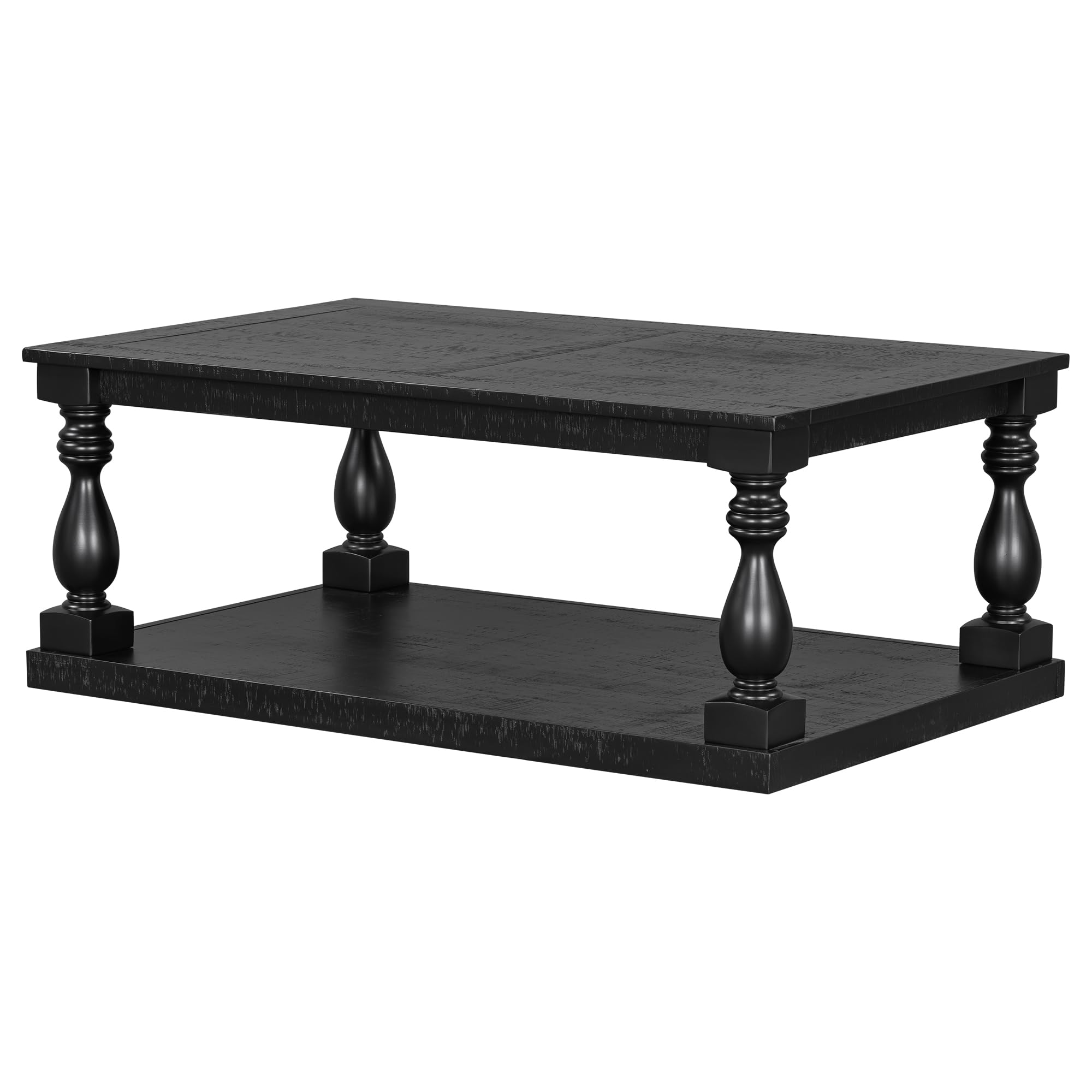 Modern Wooden Coffee Table with Storage - P PURLOVE Black Living Room Center Table for Home & Office | Durable Home Furniture for Living Room, Reception & Lounge Areas