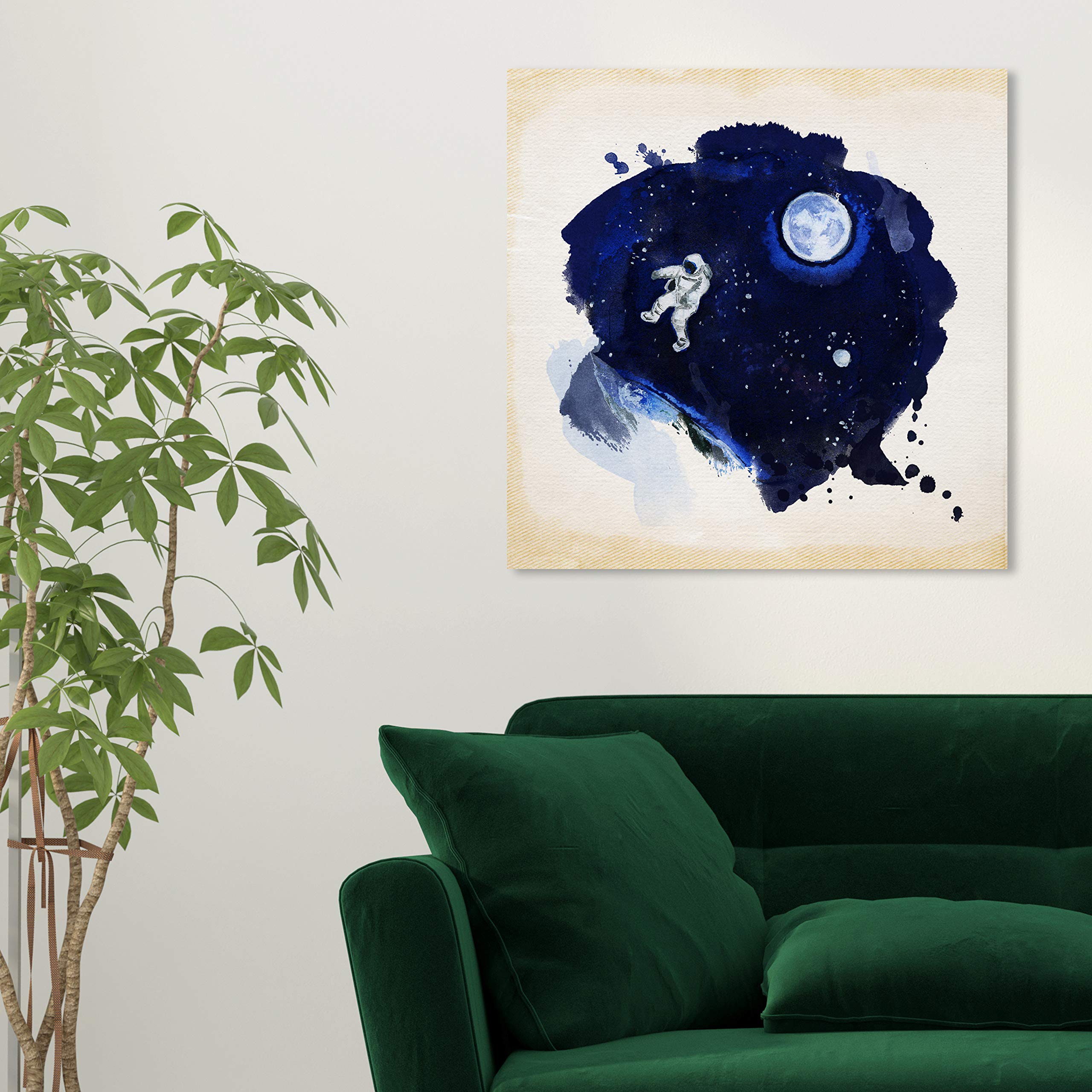 Oliver Gal Artist Co. 'Take Me Outterspace' Space Wall Art Canvas Print - 24x24 Inch Blue & White Home Decor - Perfect for Living Room, Bedroom & Office Spaces
